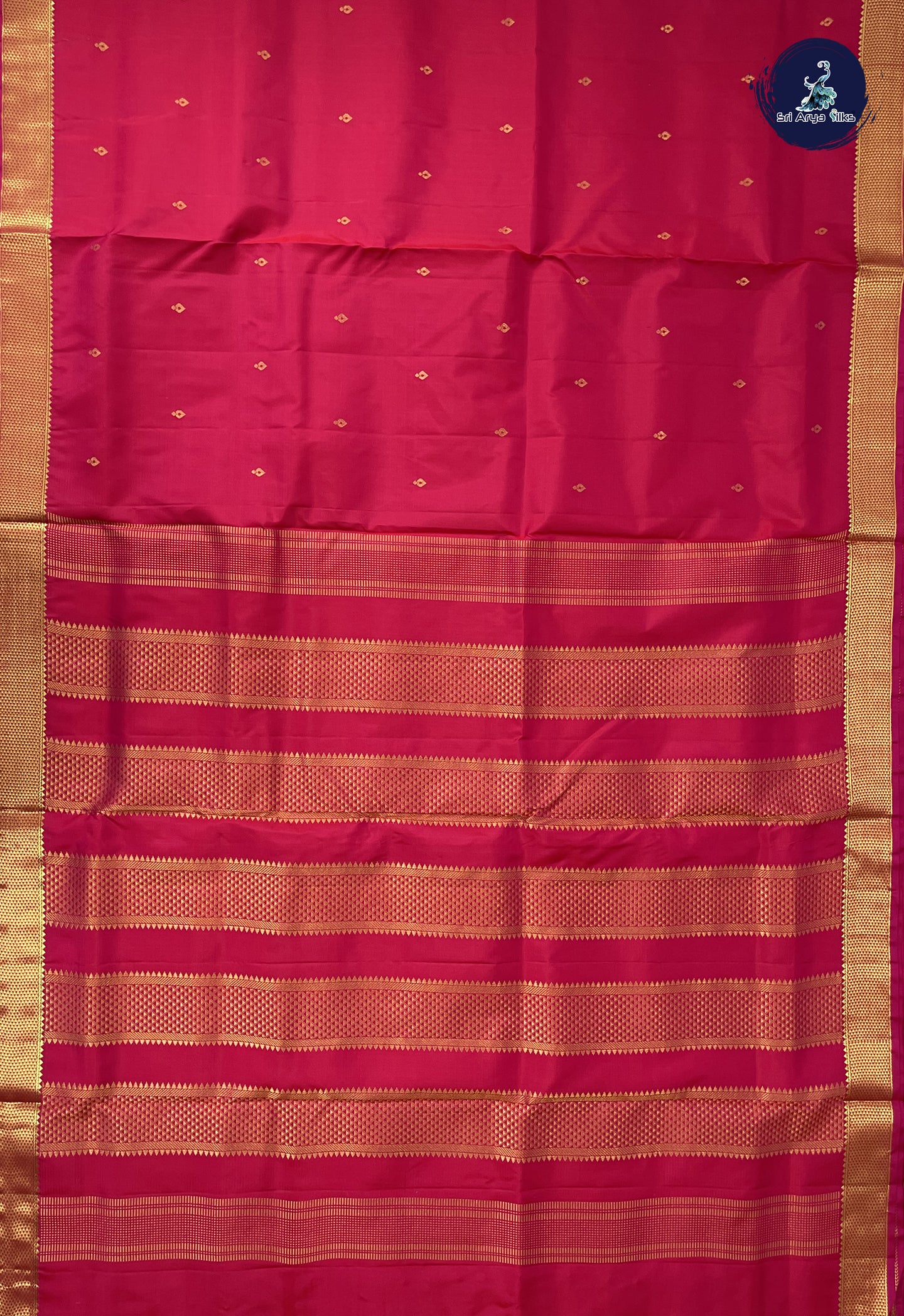 Dark Pink Madisar 10 Yards Silk Saree With Zari Buttas Pattern
