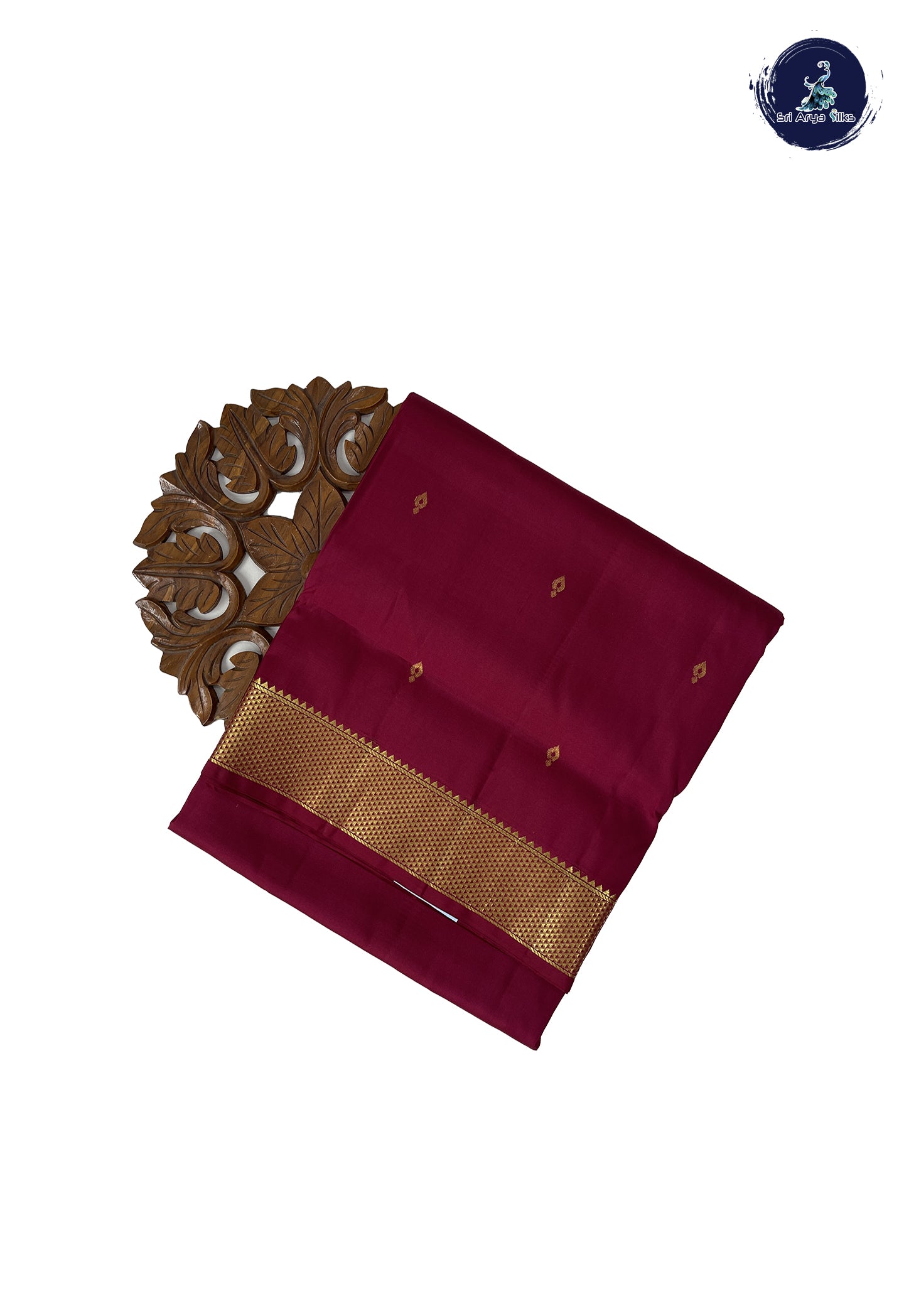 Maroon Madisar 10 Yards Silk Saree With Zari Buttas Pattern