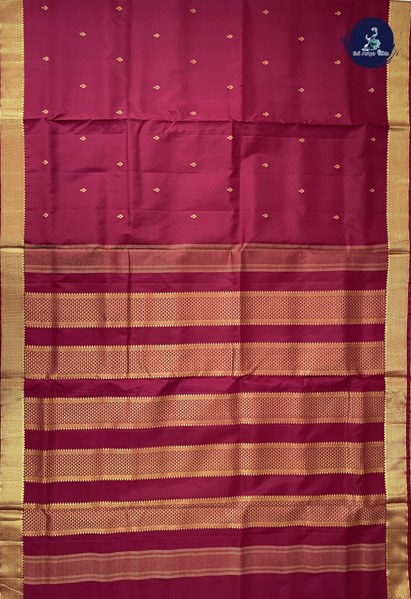 Maroon Madisar 10 Yards Silk Saree With Zari Buttas Pattern