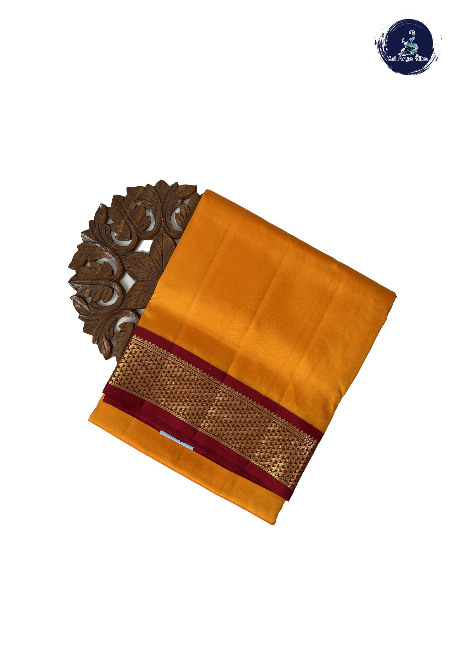 Mango Yellow Madisar 10 Yards Silk Saree With Zari Buttas Pattern