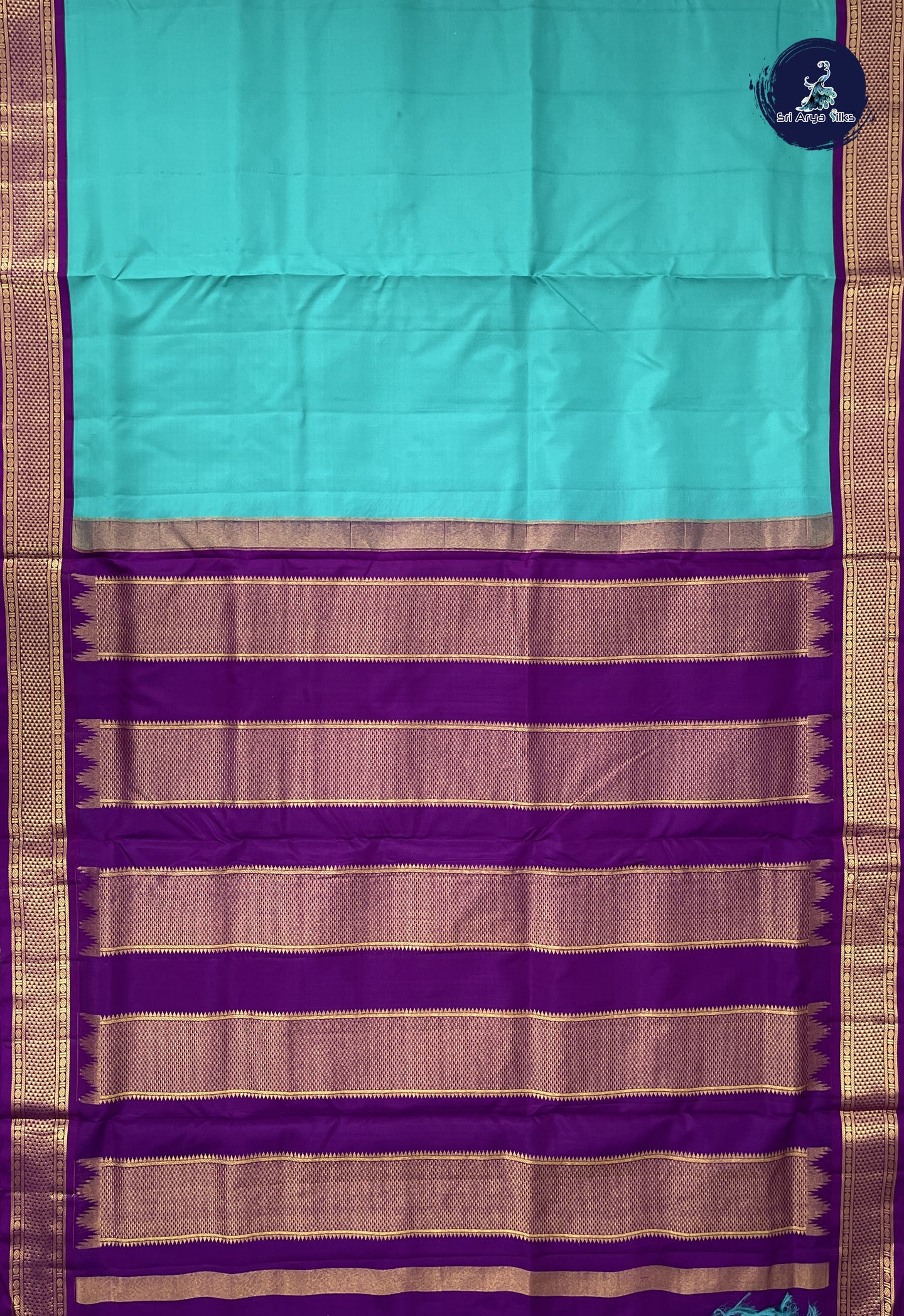 Sea Blue Madisar 10 Yards Silk Saree With Zari Buttas Pattern