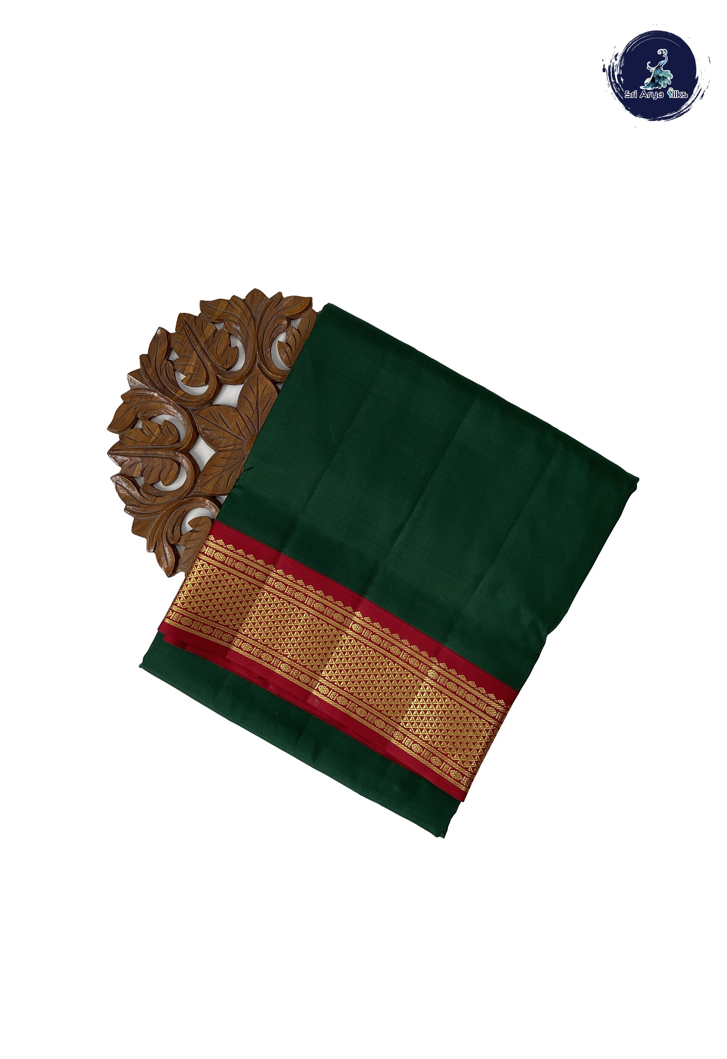 Bottle Green Madisar 10 Yards Silk Saree With Zari Buttas Pattern