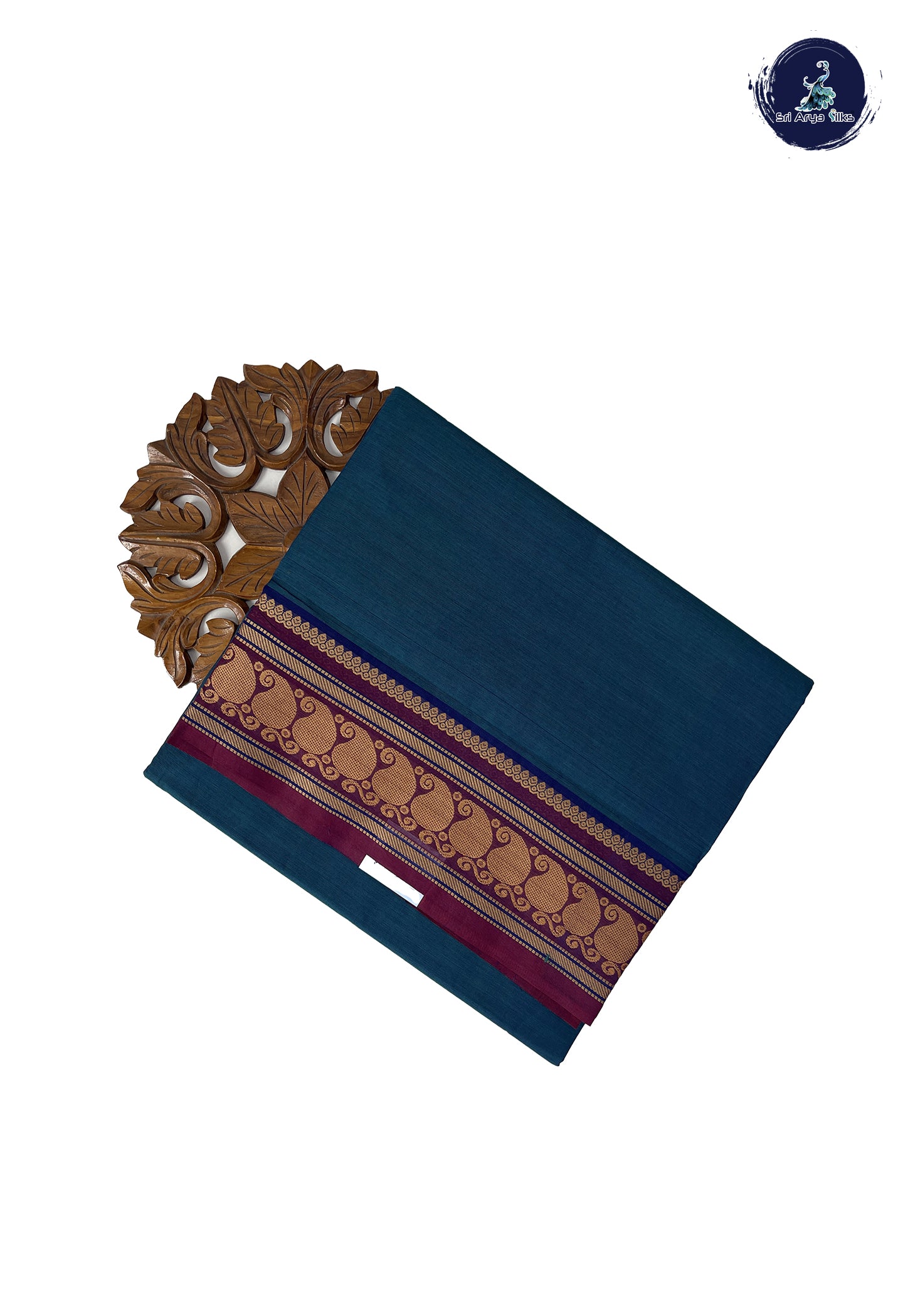 Dual Tone Blue 10 Yards Madisar Cotton Saree With Plain Pattern