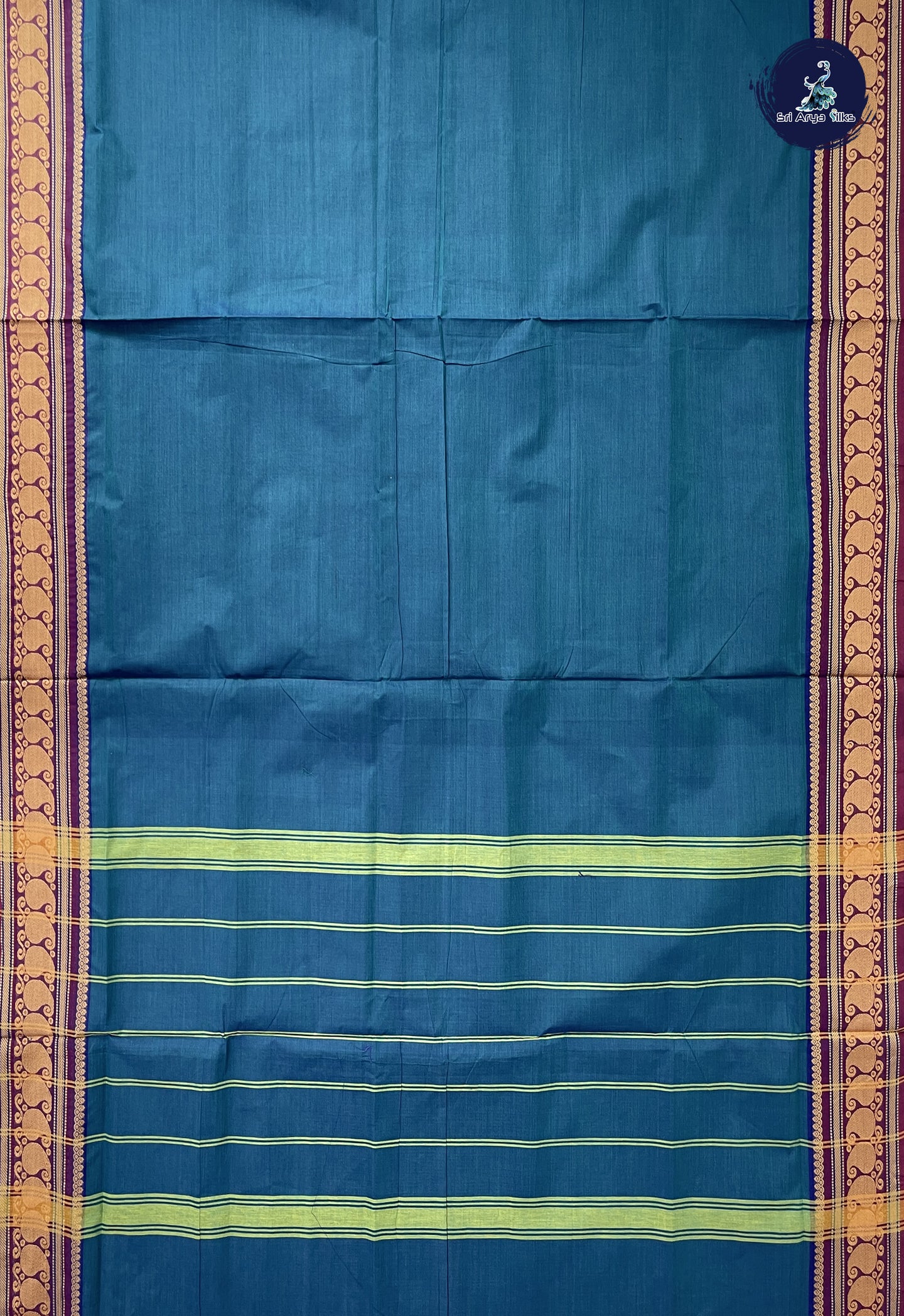 Dual Tone Blue 10 Yards Madisar Cotton Saree With Plain Pattern