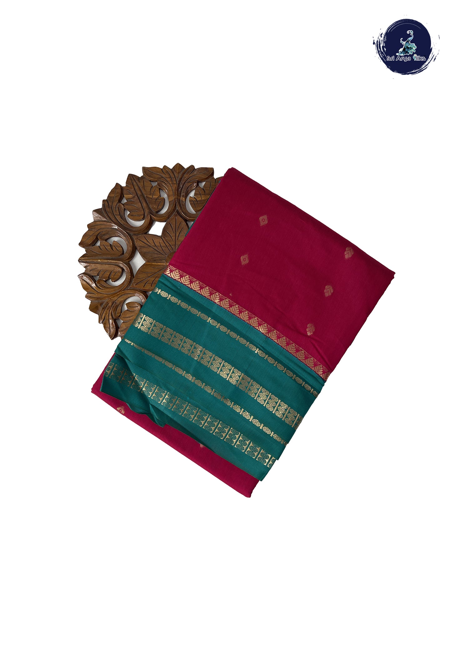 Dark Pink Madisar Semi Silk Cotton Saree With Zari Buttas Pattern