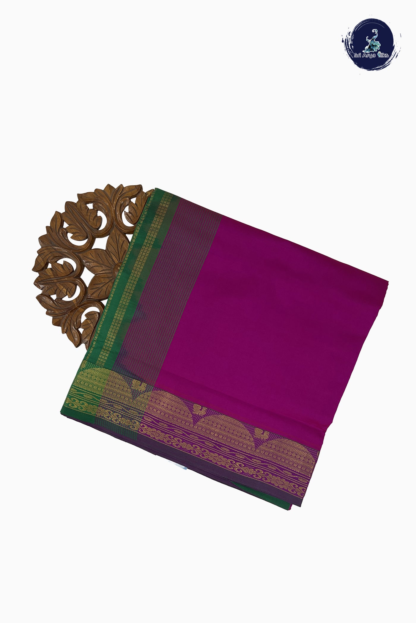 Magenta Madisar Semi Silk Cotton Saree With Plain Pattern