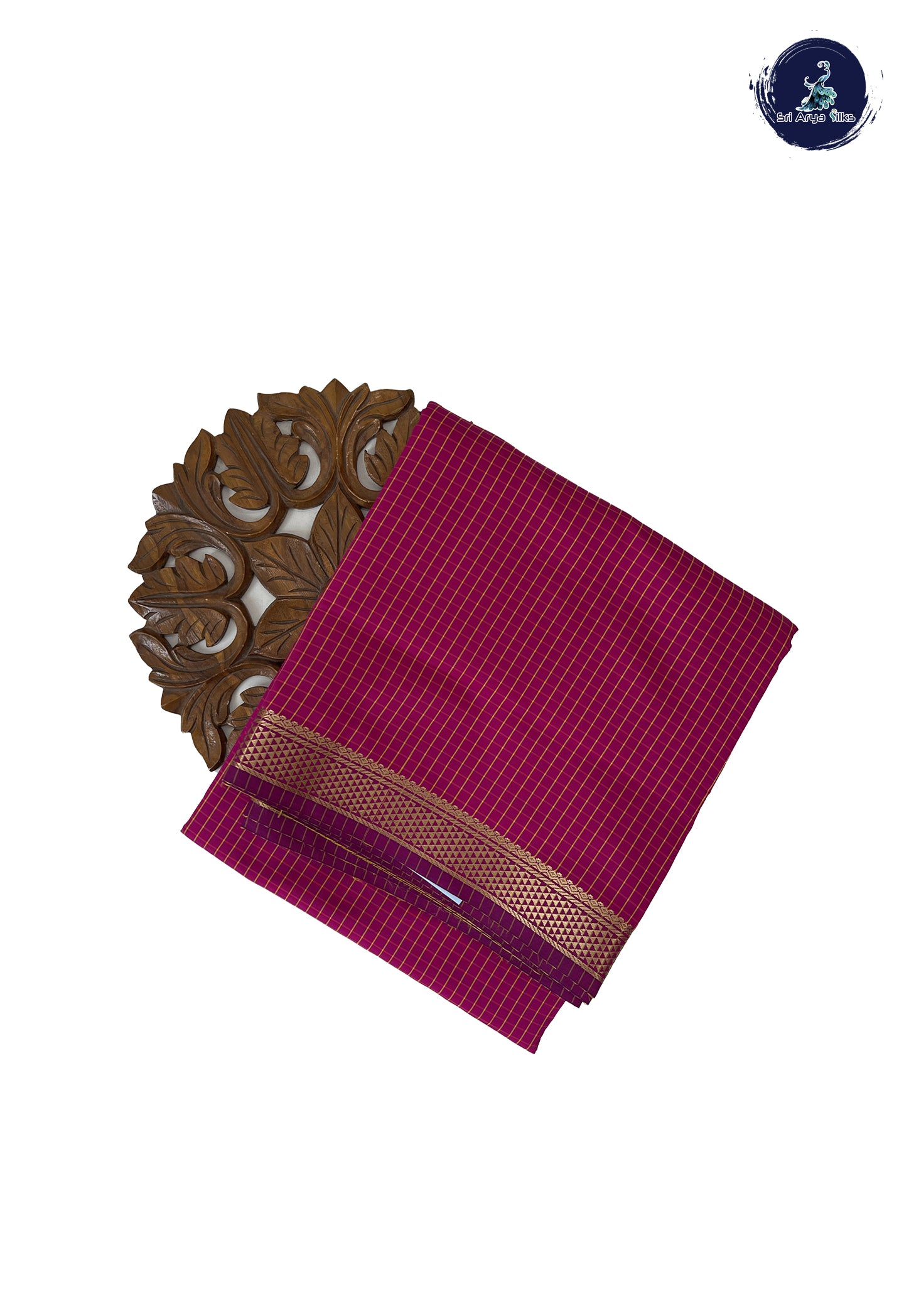 Dark Pink Madisar Semi Silk Saree With Checked Pattern
