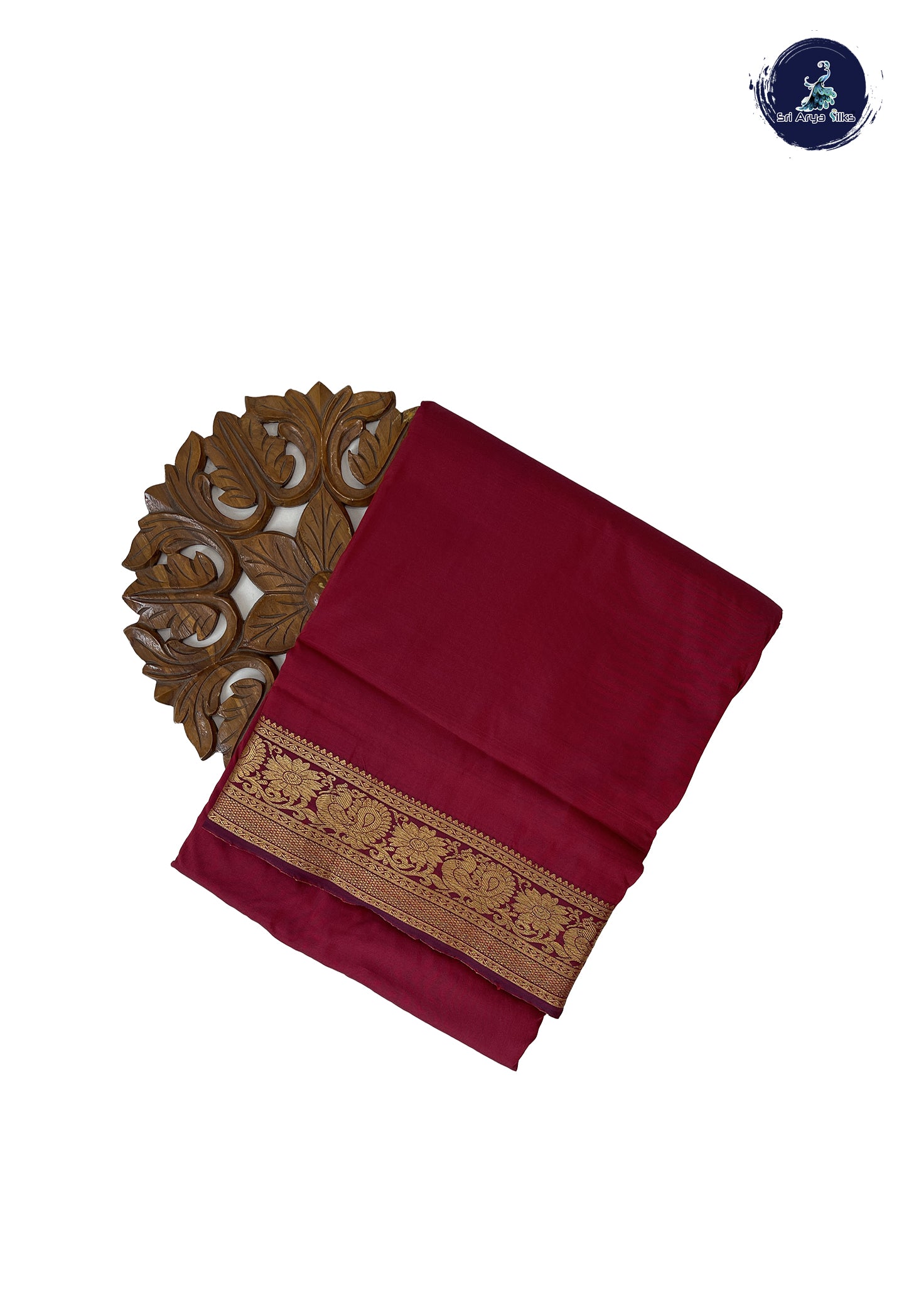 Maroon Madisar Semi Silk Saree With Plain Pattern