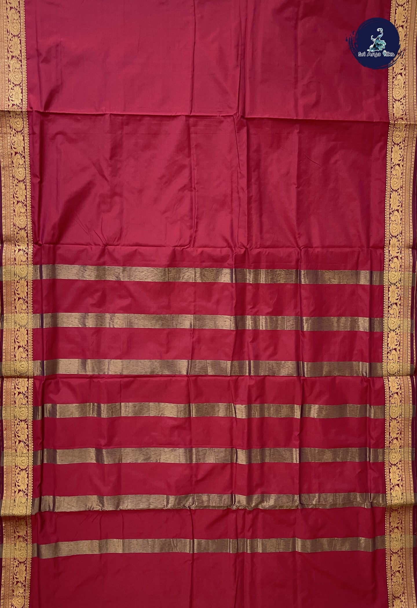 Maroon Madisar Semi Silk Saree With Plain Pattern