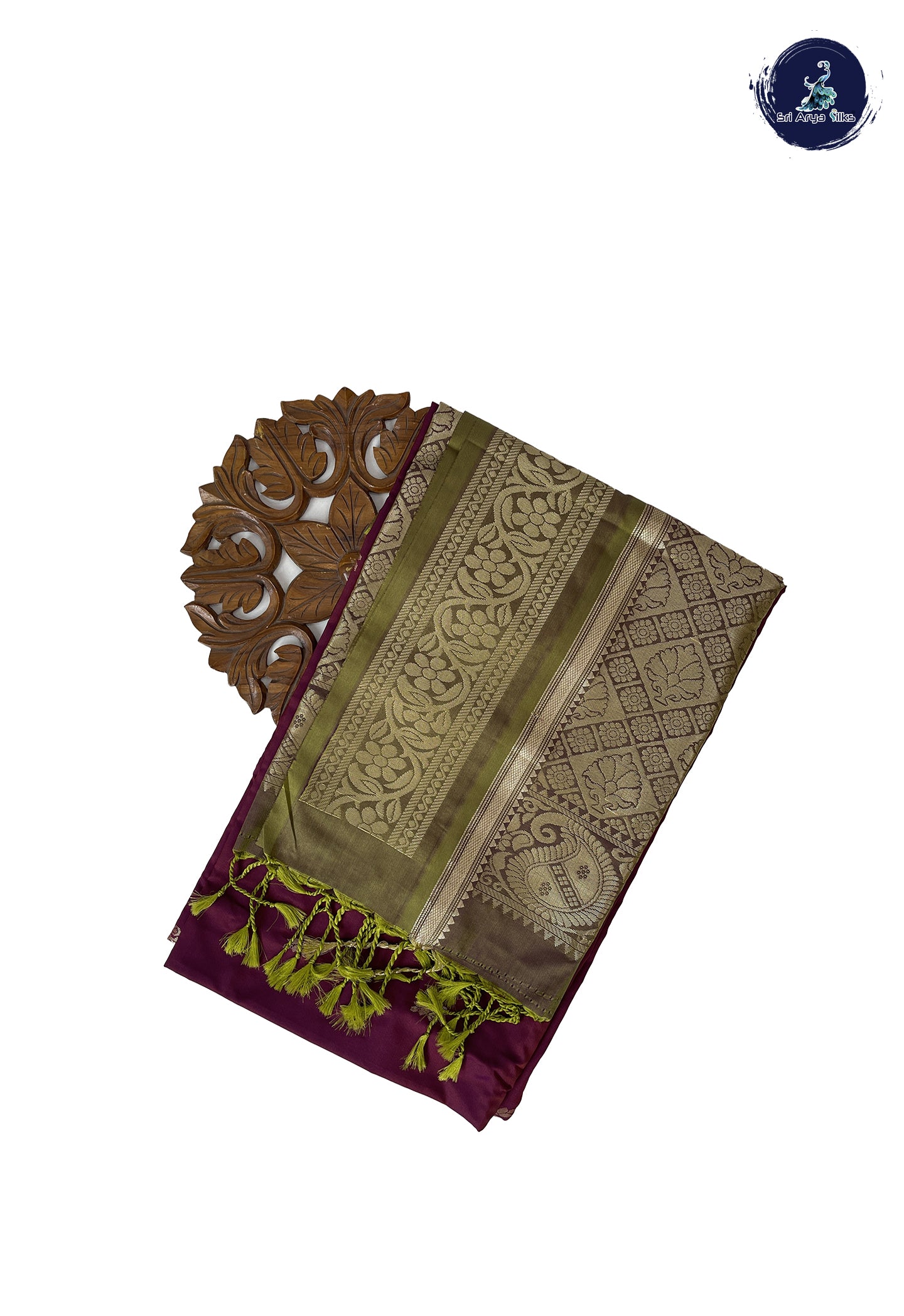 Dual Tone Wine Madisar Semi Silk Saree With Zari Buttas Pattern