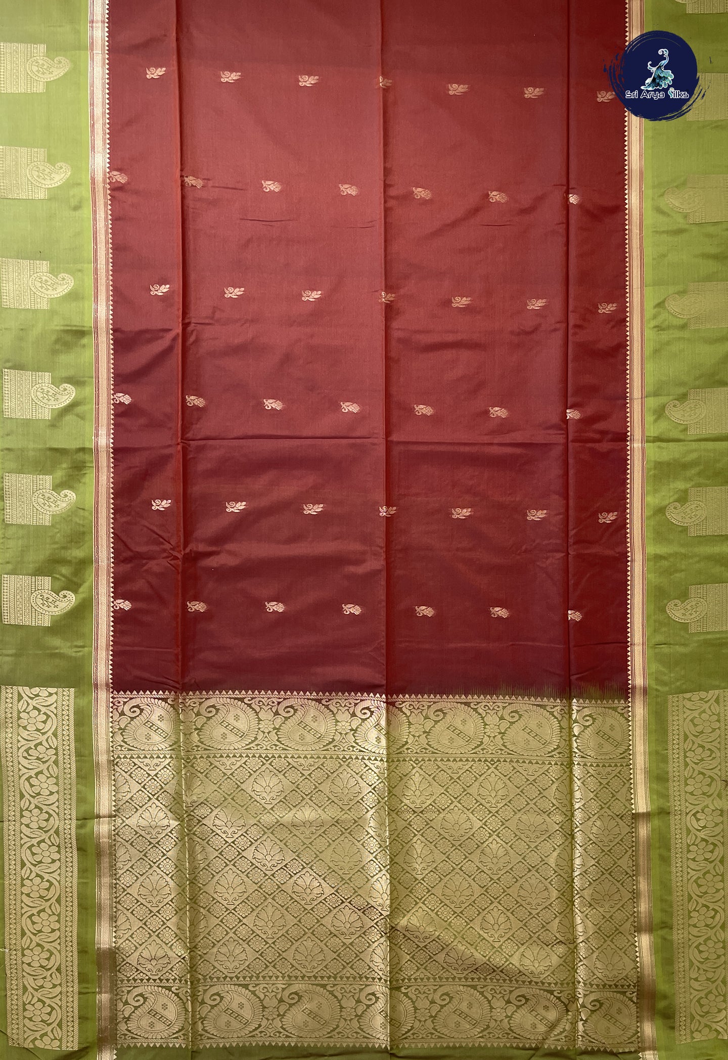 Brown Madisar Semi Silk Saree With Zari Buttas Pattern