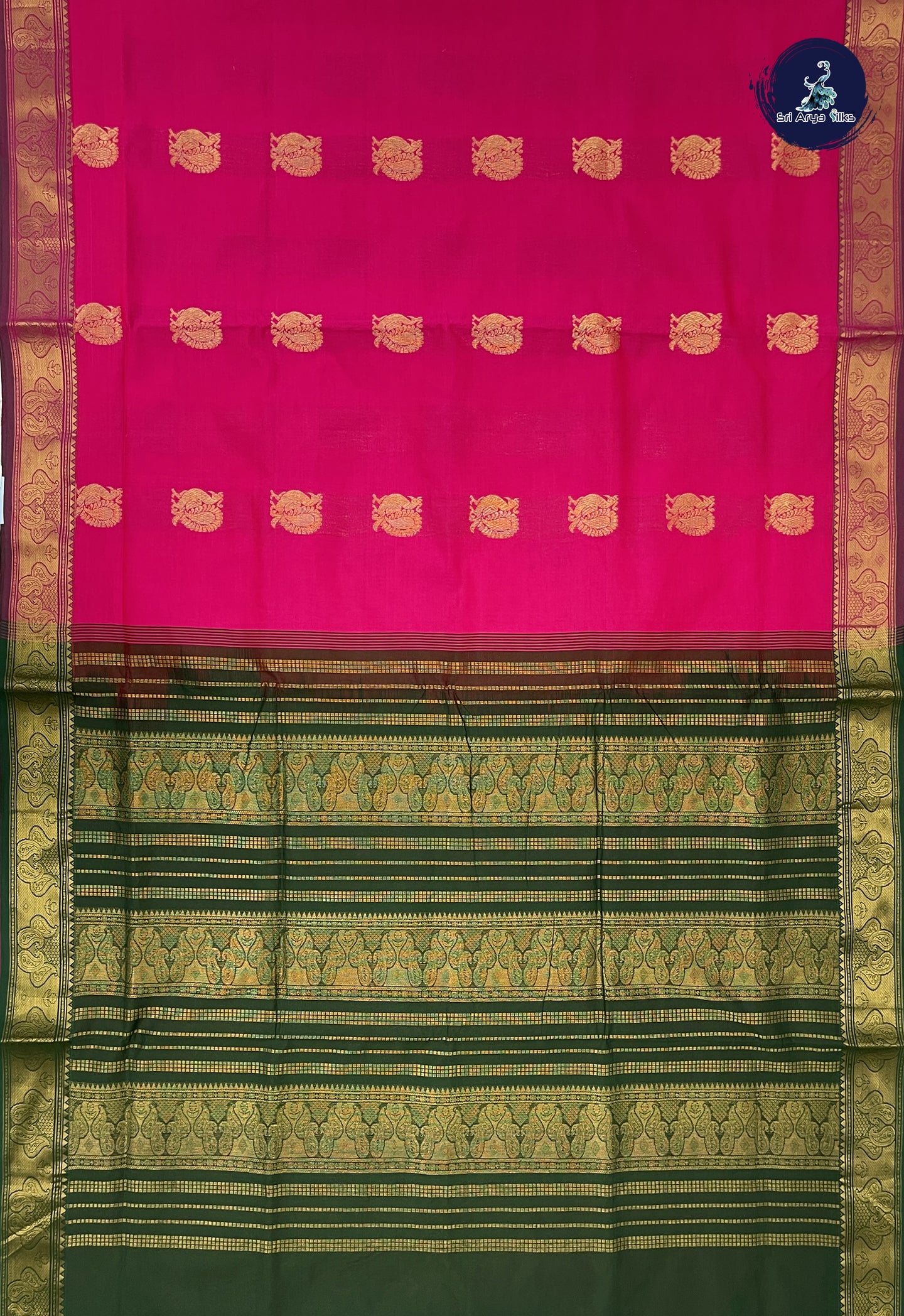 Pink Madisar Semi Silk Cotton Saree With Zari Buttas Pattern