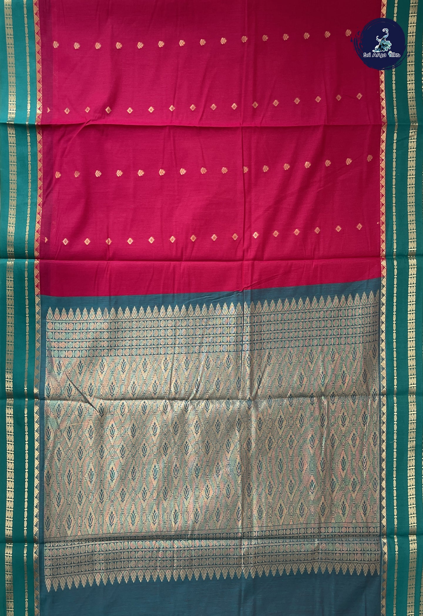 Pink Madisar Semi Silk Cotton Saree With Zari Buttas Pattern