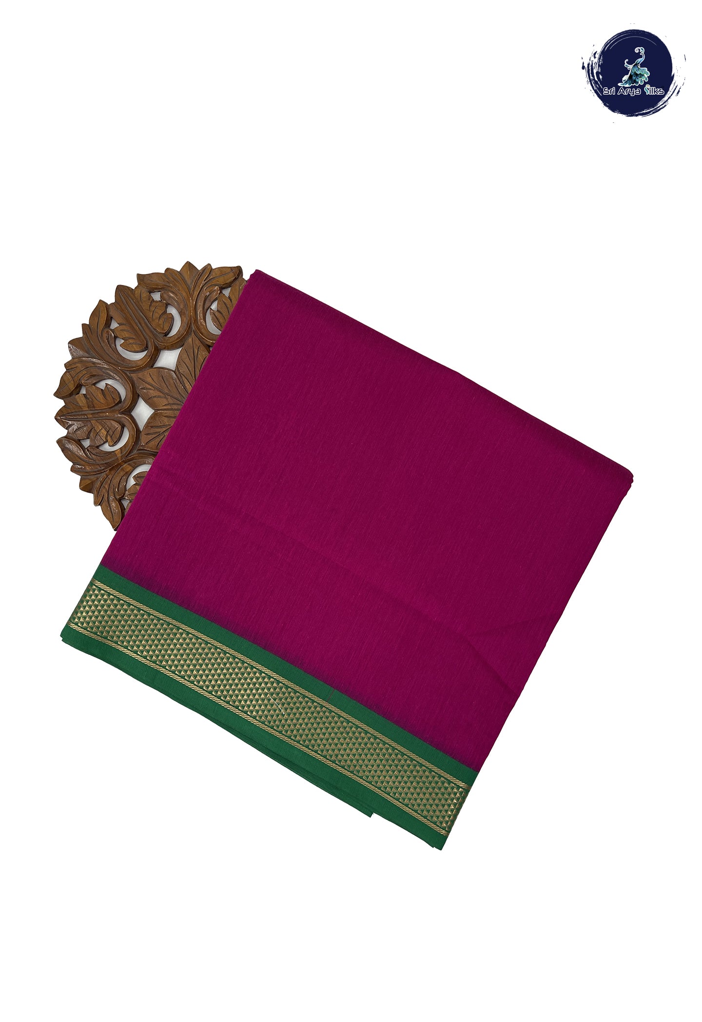 Magenta 10 Yards Semi Silk Cotton With Plain Pattern