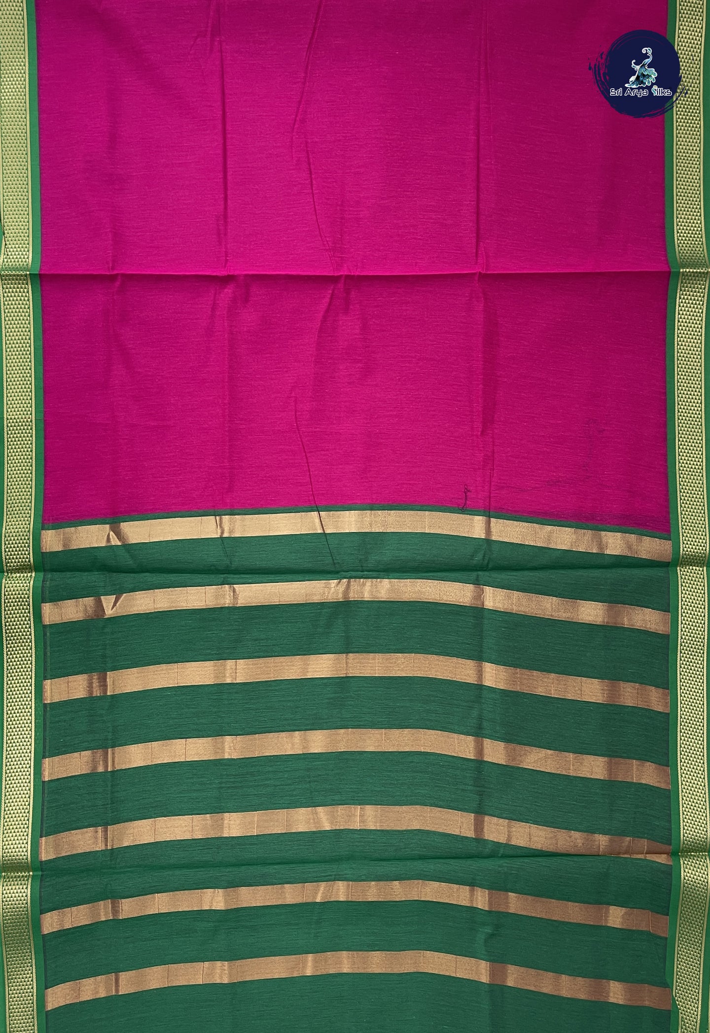 Magenta 10 Yards Semi Silk Cotton With Plain Pattern