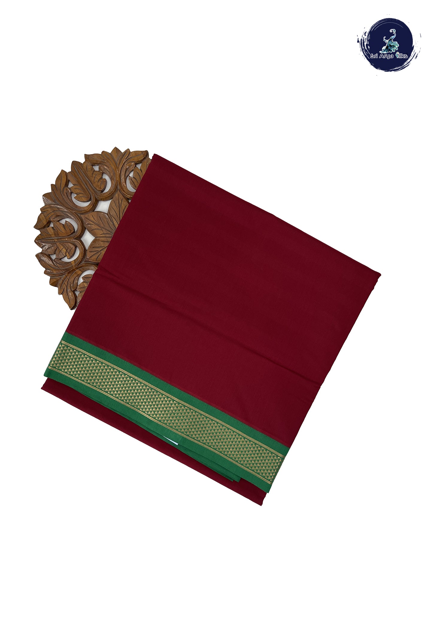 Maroon 10 Yards Semi Silk Cotton With Plain Pattern