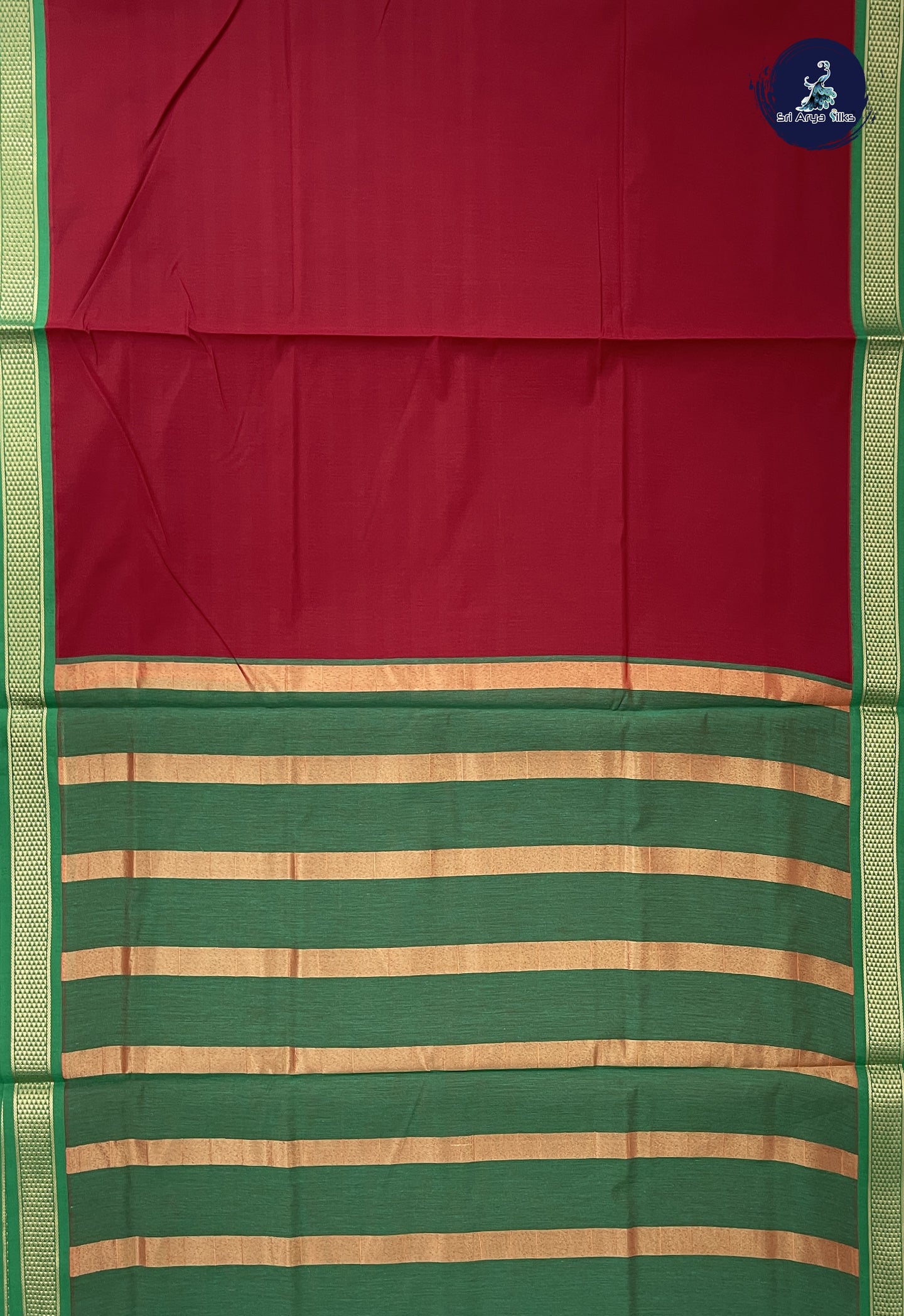 Maroon 10 Yards Semi Silk Cotton With Plain Pattern