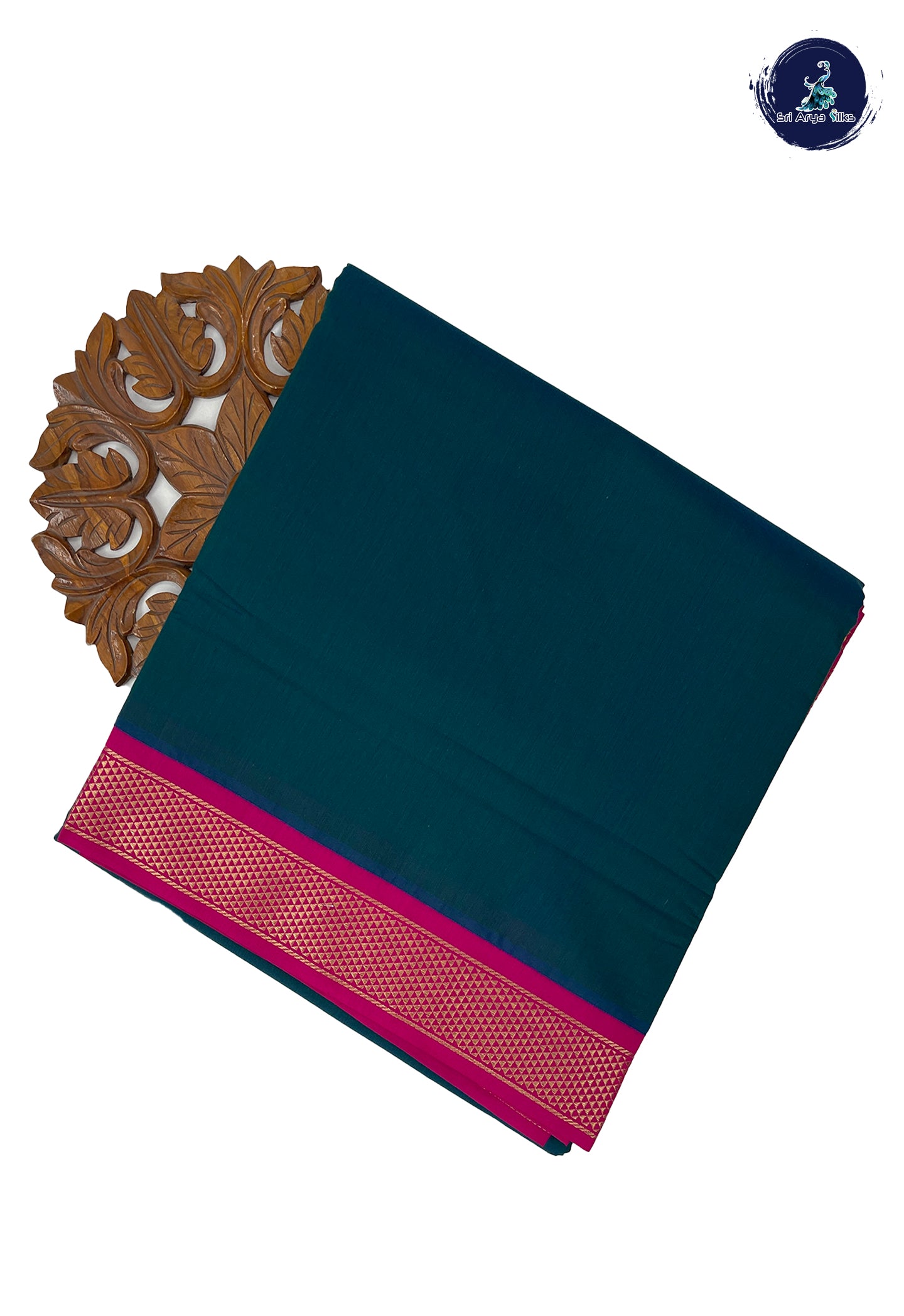 Green 10 Yards Semi Silk Cotton With Plain Pattern
