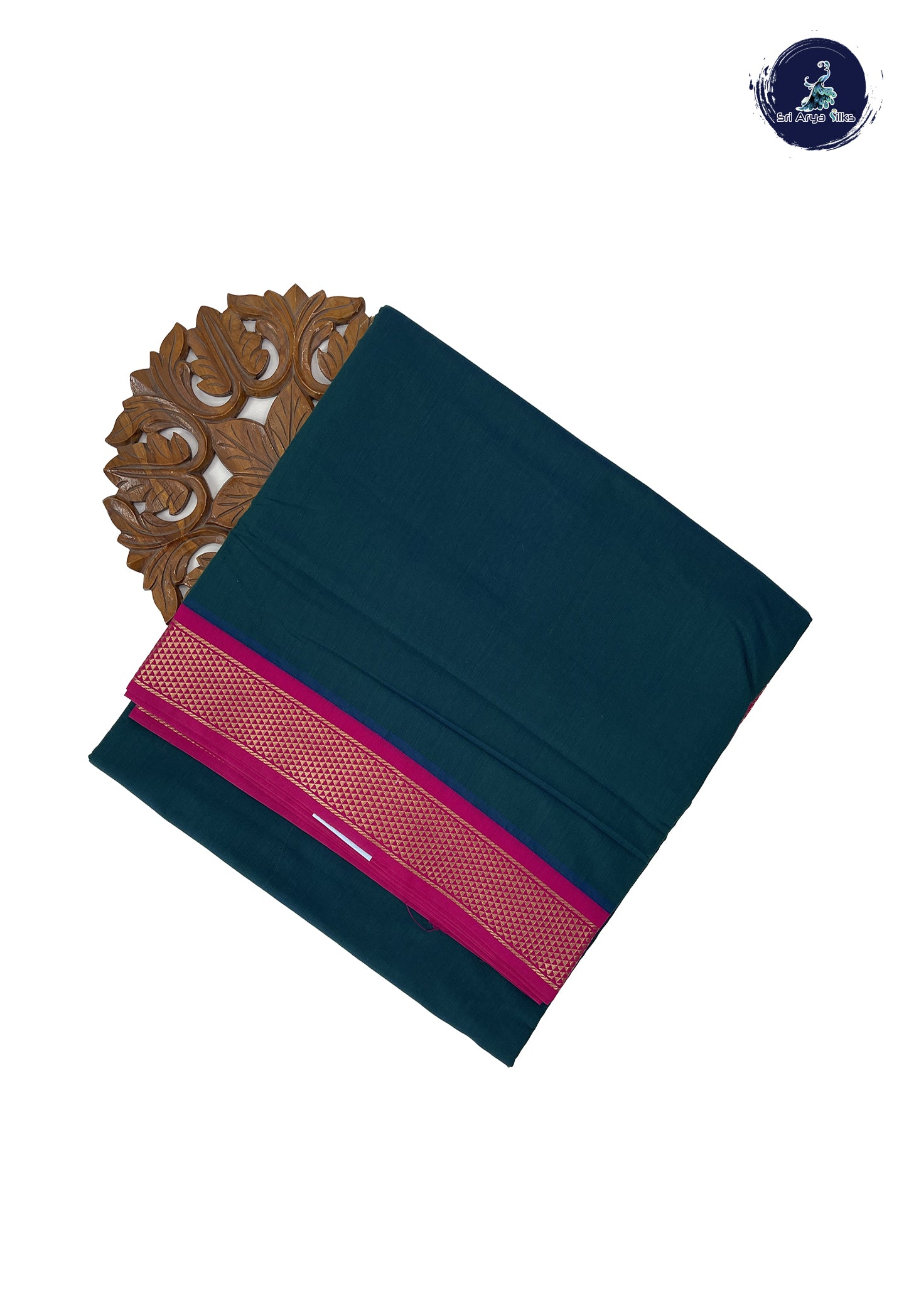 Sapphire Green 10 Yards Semi Silk Cotton With Plain Pattern