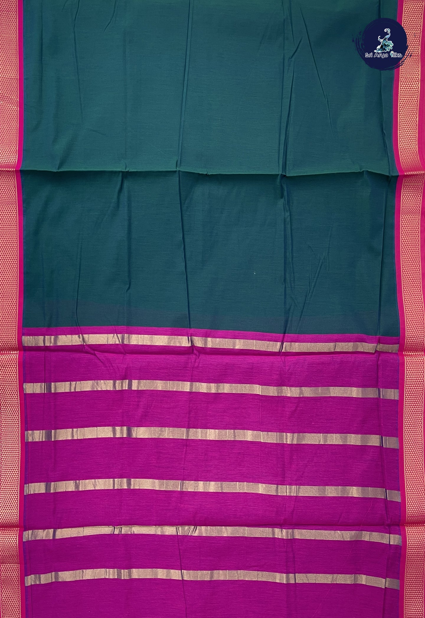 Sapphire Green 10 Yards Semi Silk Cotton With Plain Pattern