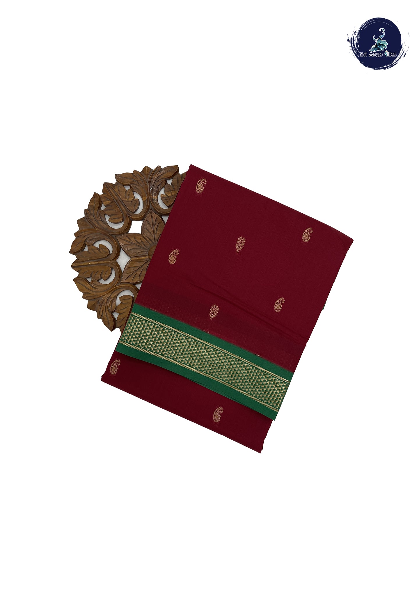 Maroon 10 Yards Semi Silk Cotton With Zari Buttas Pattern