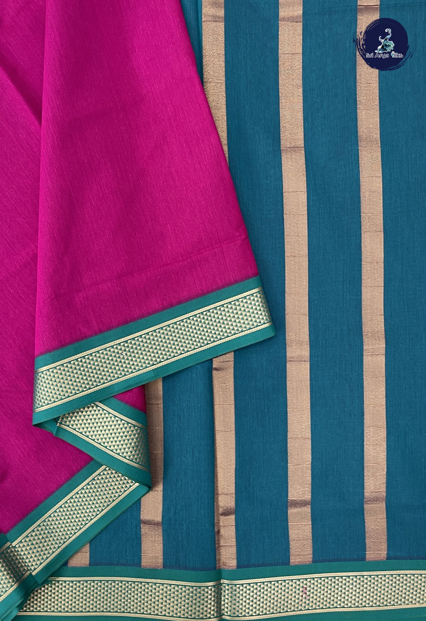 Dark Pink 10 Yards Semi Silk Cotton With Plain Pattern