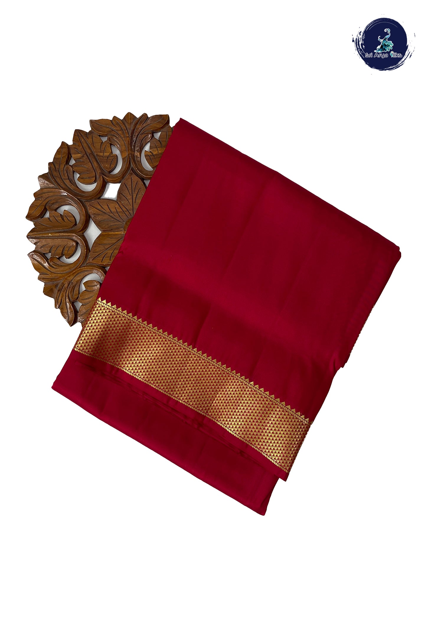 Maroon Madisar 10 Yards Silk Saree With Plain Pattern