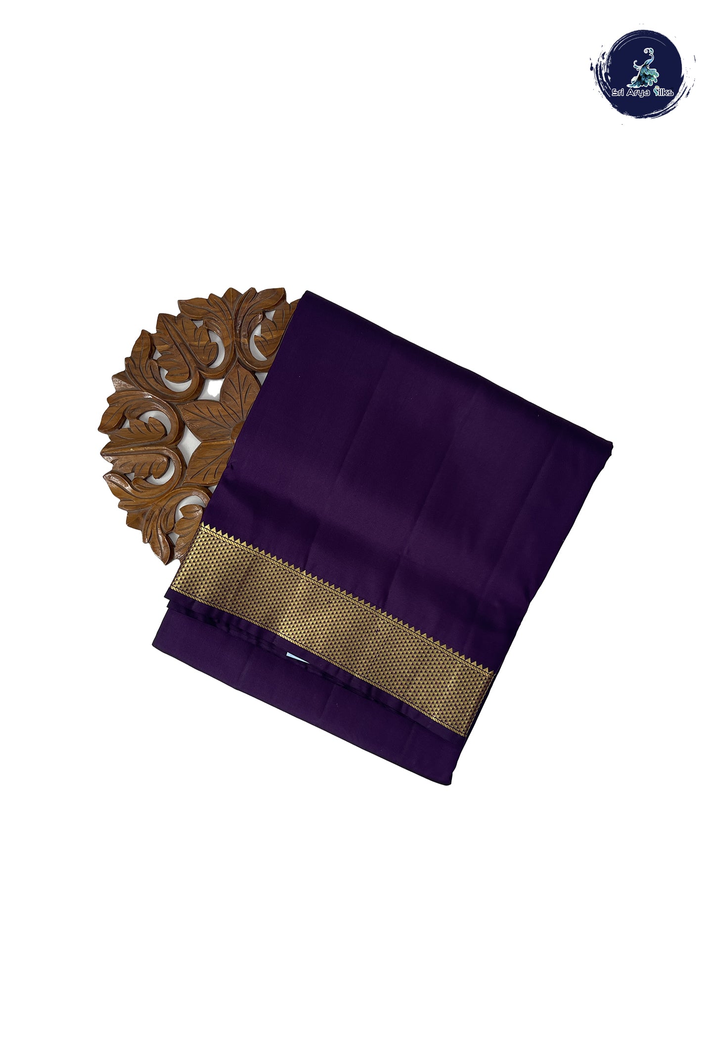 Dark Plum Madisar 10 Yards Silk Saree With Plain Pattern
