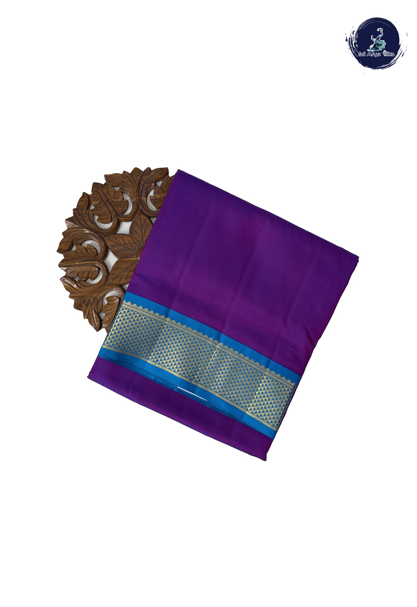 Dual Tone Purple Madisar 10 Yards Silk Saree With Plain Pattern
