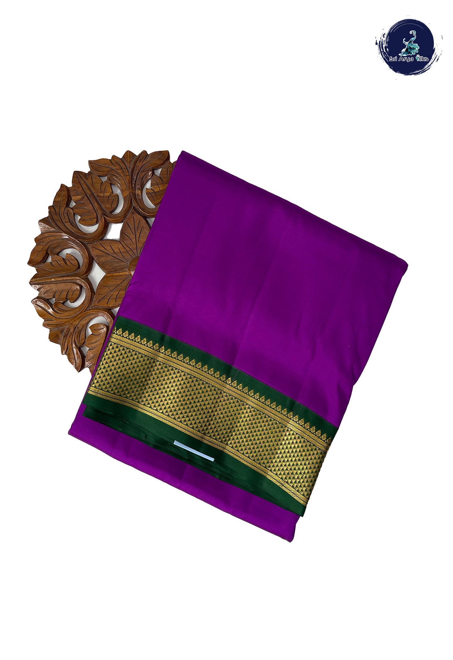 Purple Madisar 10 Yards Silk Saree With Plain Pattern