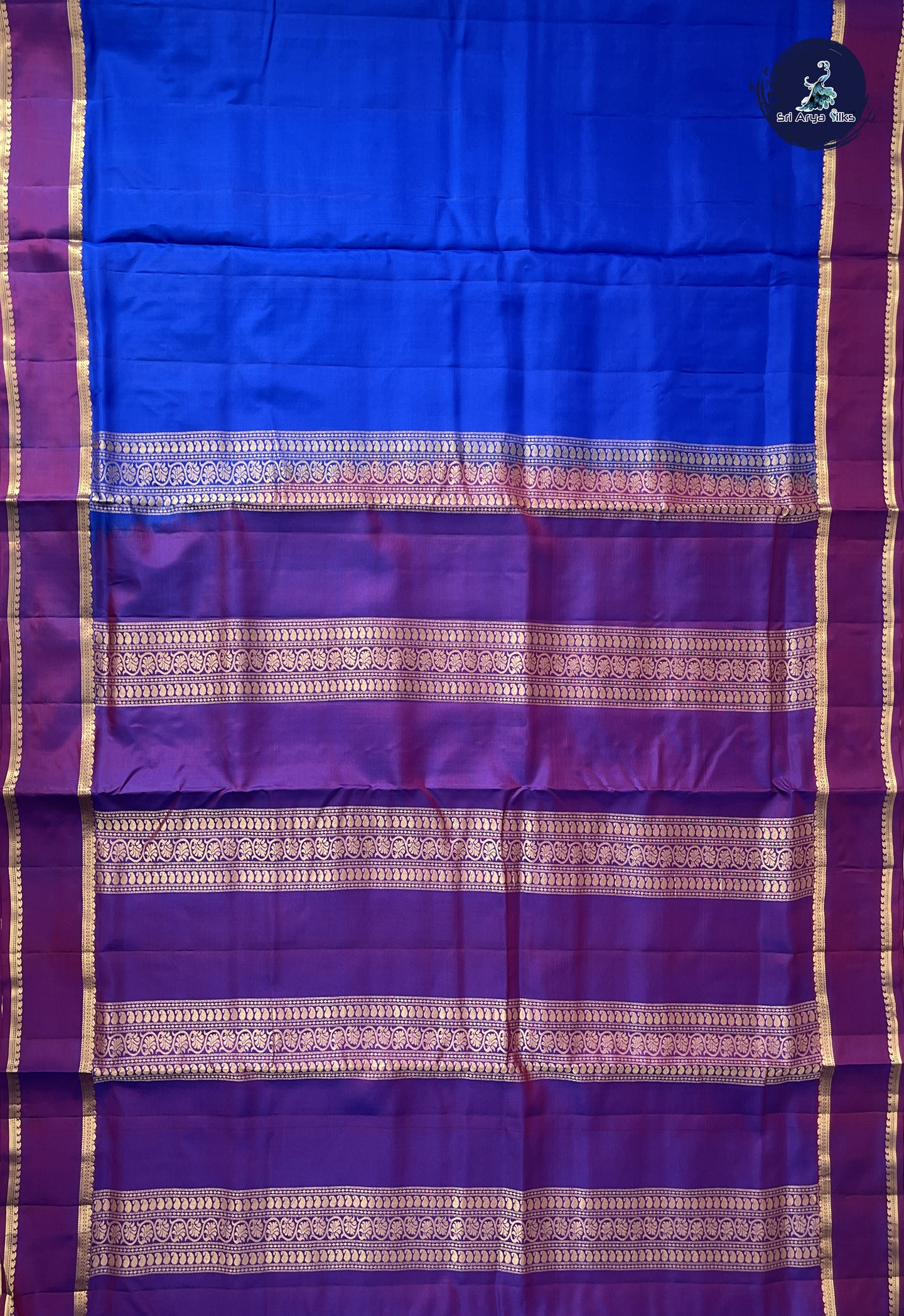 MS Blue Madisar 10 Yards Silk Saree With Doria Lines Pattern