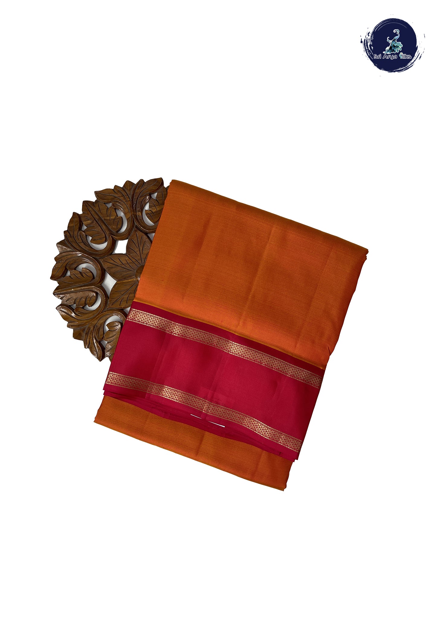 Lite Mustard Orange Madisar 10 Yards Silk Saree With Doria Lines Pattern