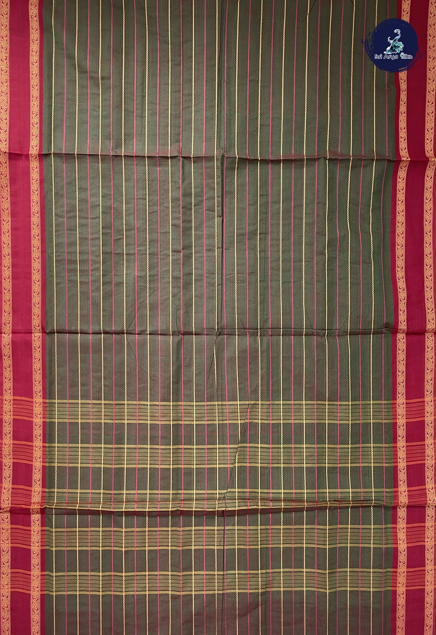 Manthulir 10 Yards Madisar Cotton Saree With Veldhari Stripes Pattern
