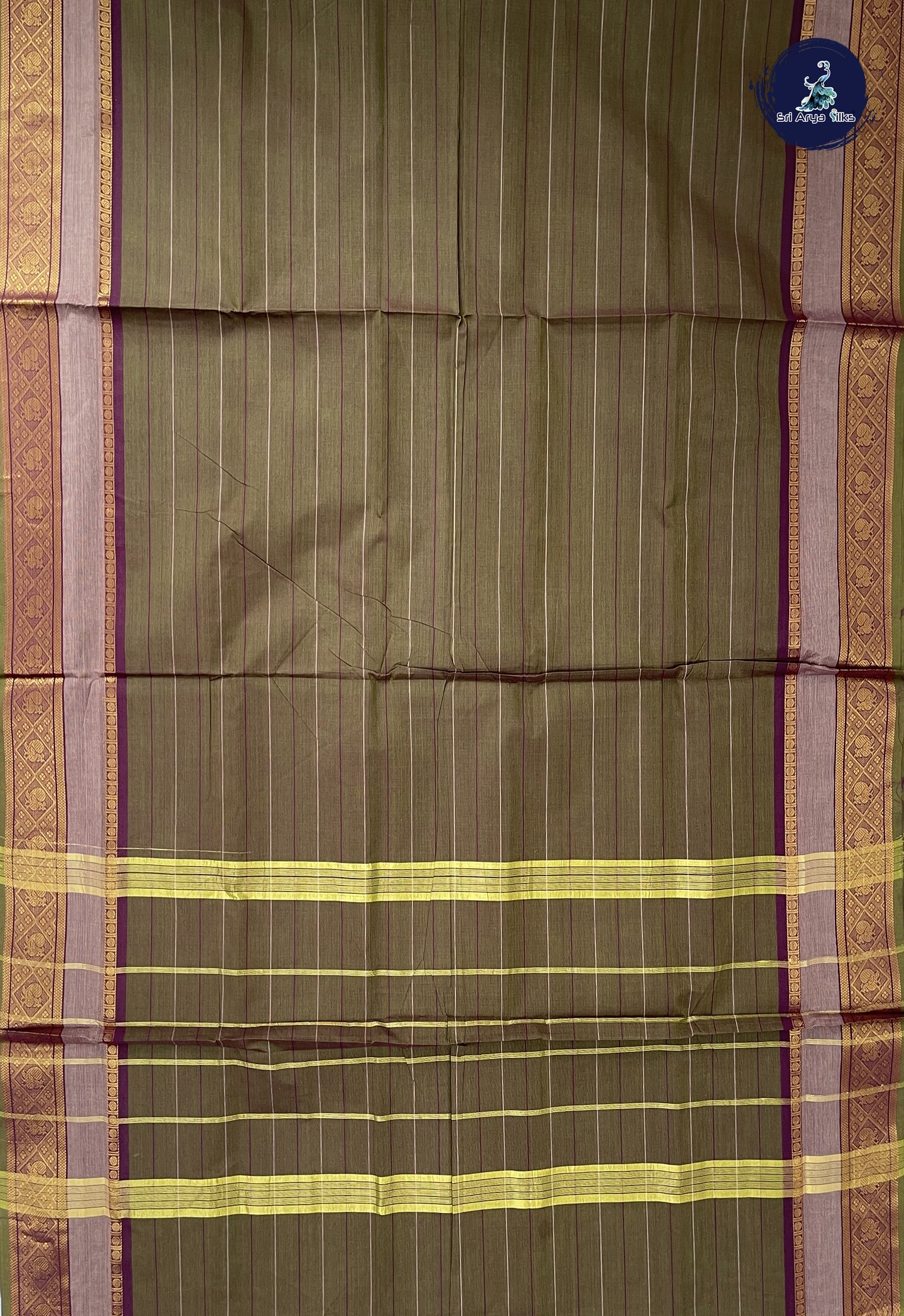 Manthulir 10 Yards Madisar Cotton Saree With Stripes Pattern