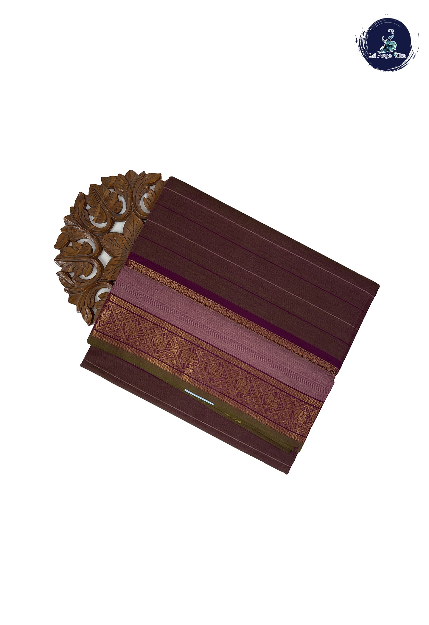 Dual Tone Purple 10 Yards Madisar Cotton Saree With Stripes Pattern