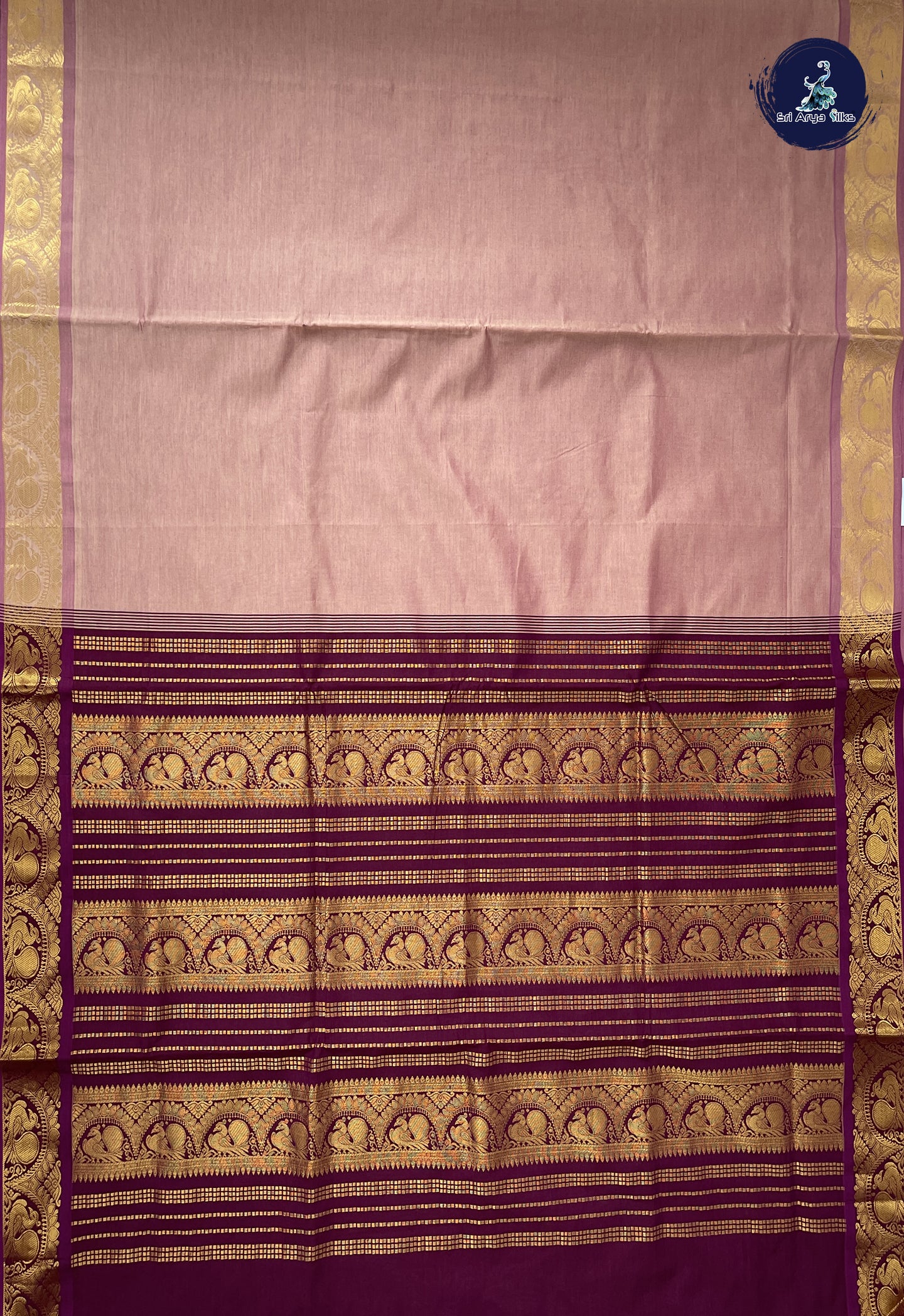 Pastel Shade Madisar Semi Silk Cotton Saree With Plain Pattern