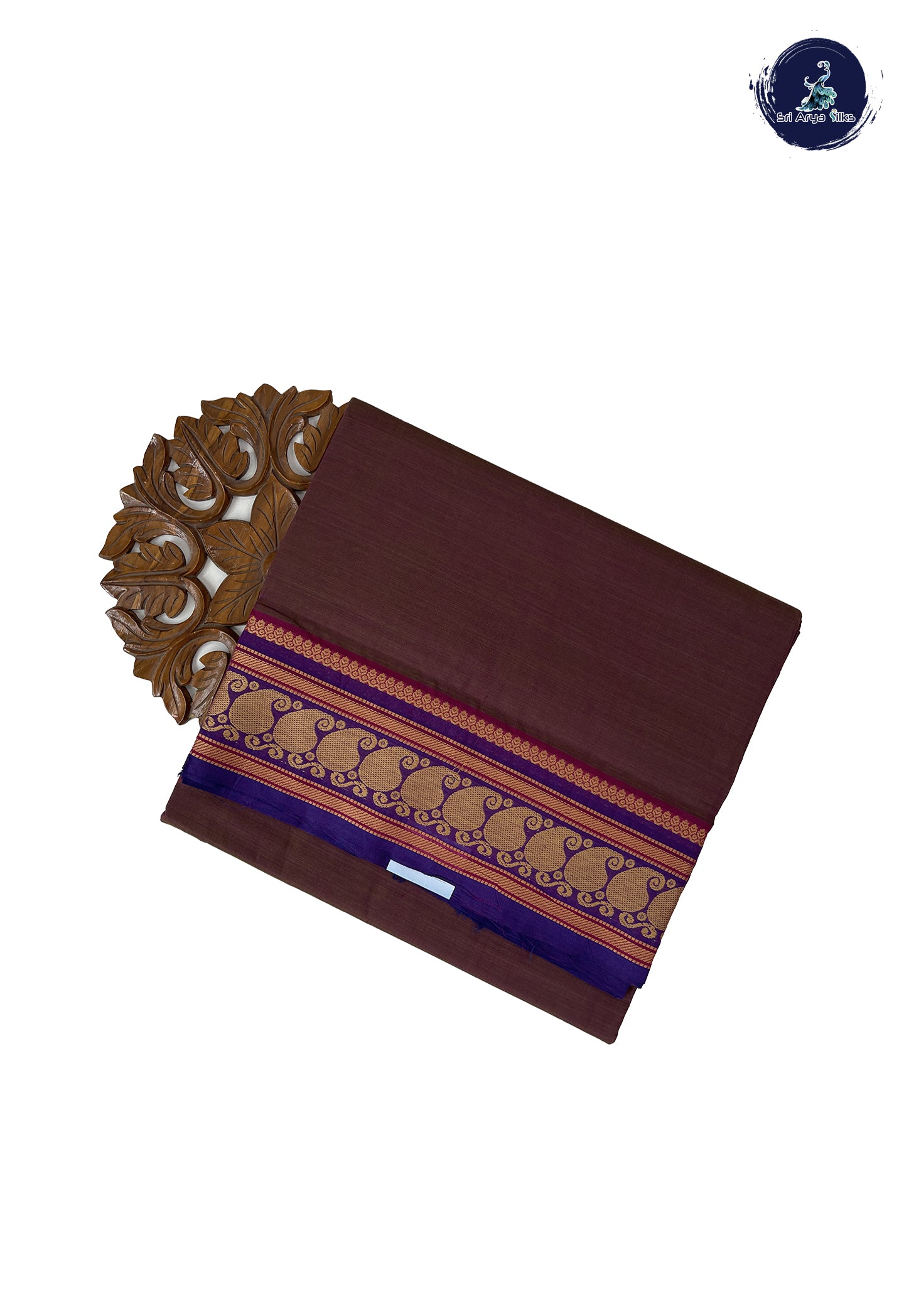 Dual Tone Brown 10 Yards Madisar Cotton Saree With Plain Pattern