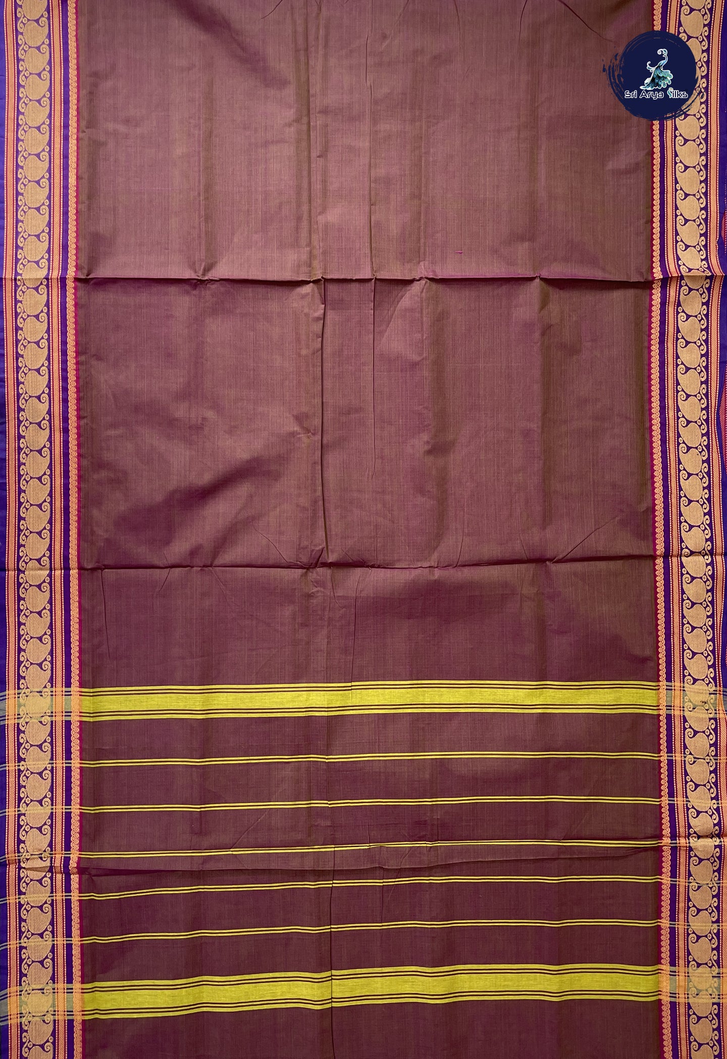Dual Tone Brown 10 Yards Madisar Cotton Saree With Plain Pattern