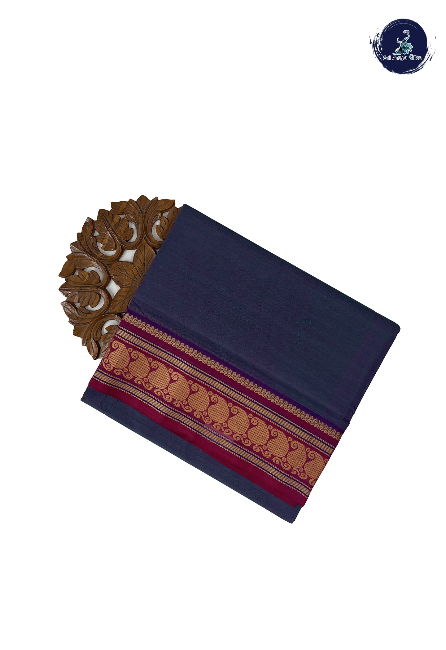Dual Tone Blue 10 Yards Madisar Cotton Saree With Plain Pattern