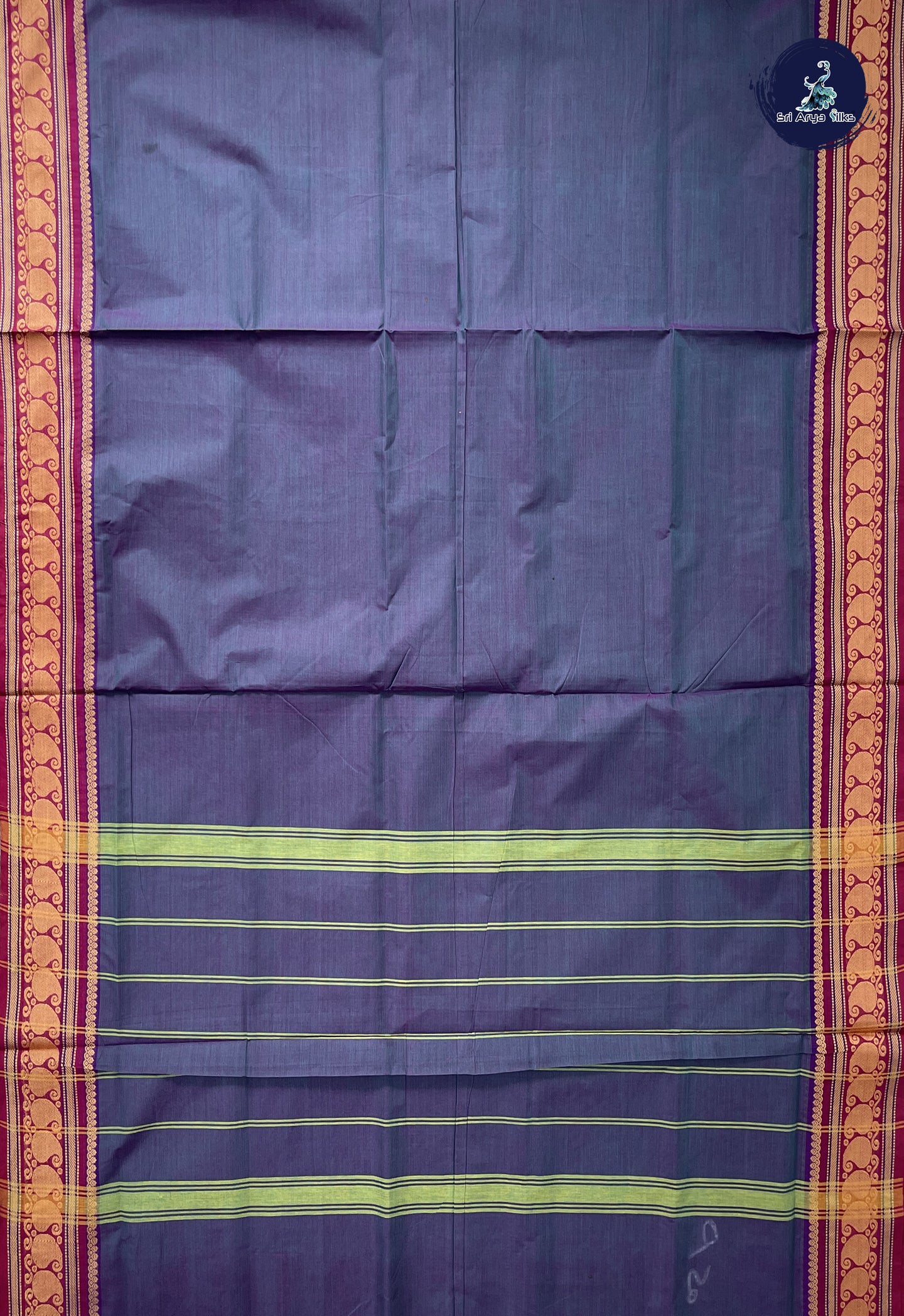 Dual Tone Blue 10 Yards Madisar Cotton Saree With Plain Pattern