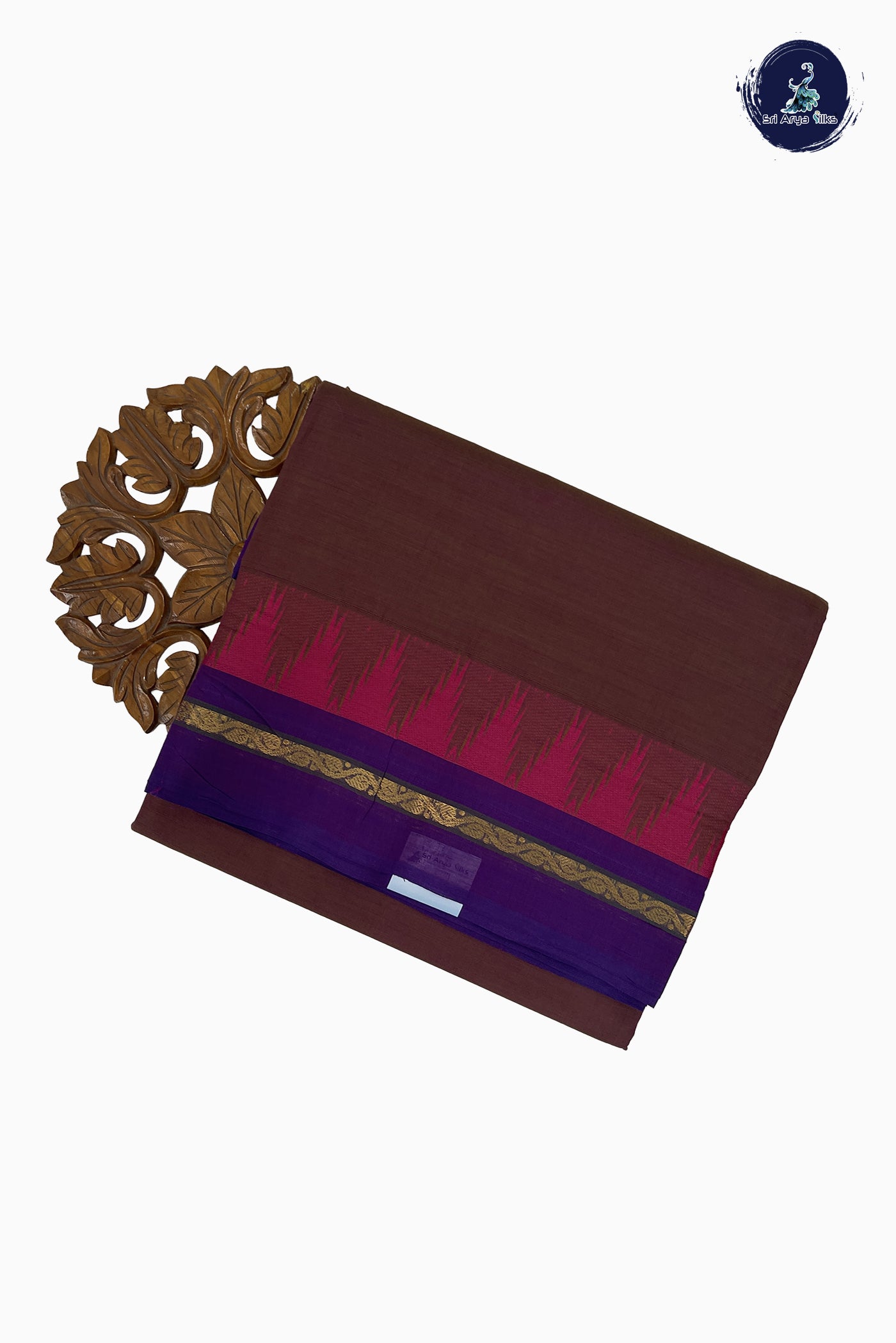 Dual Tone Brown 10 Yards Madisar Cotton Saree With Plain Pattern