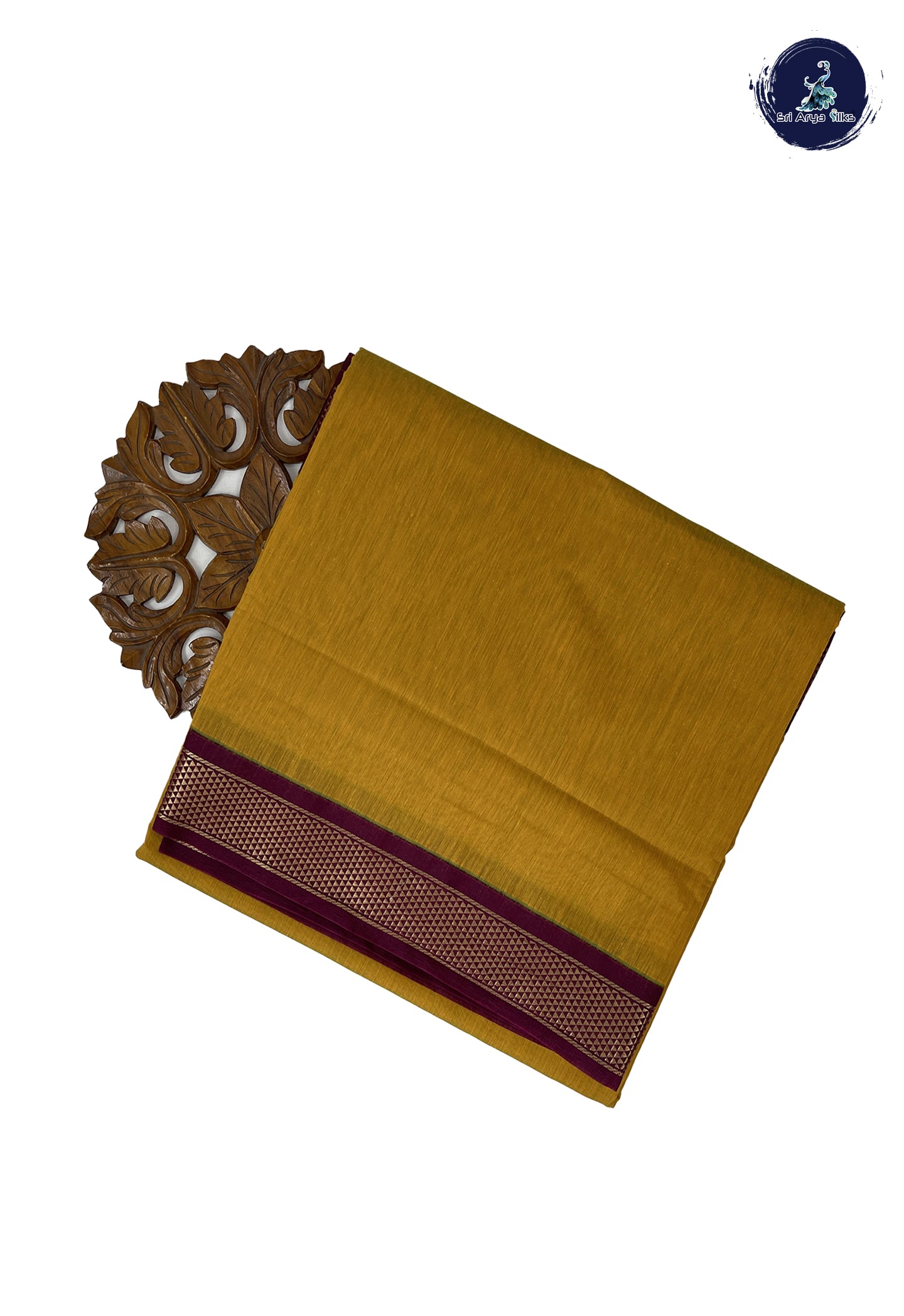 Yellow Madisar Semi Silk Cotton Saree With Plain Pattern