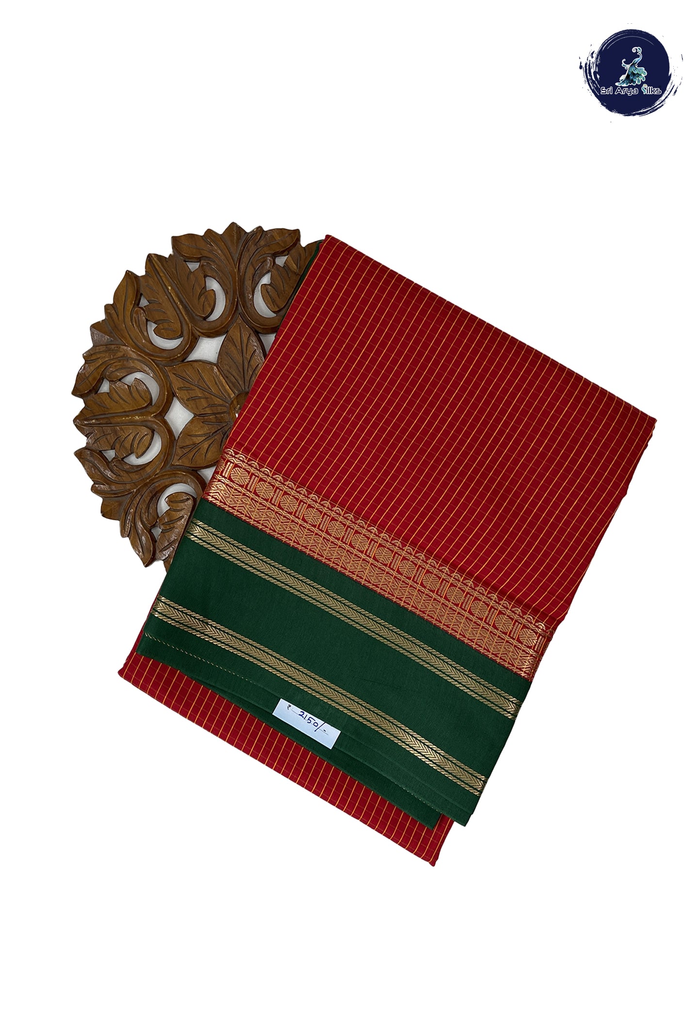 Red Madisar Semi Silk Cotton Saree With Checked Pattern