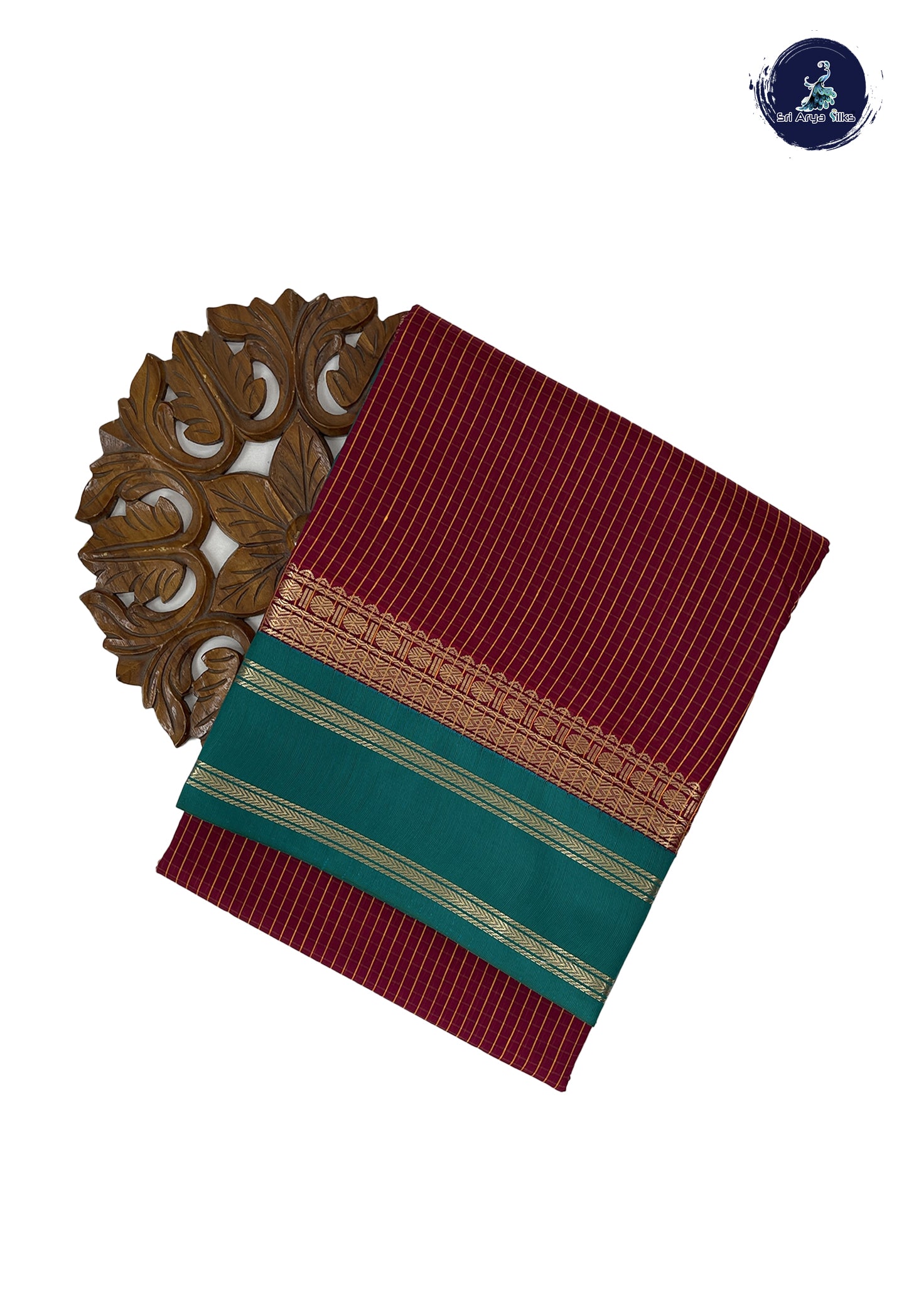 Maroon Madisar Semi Silk Cotton Saree With Checked Pattern