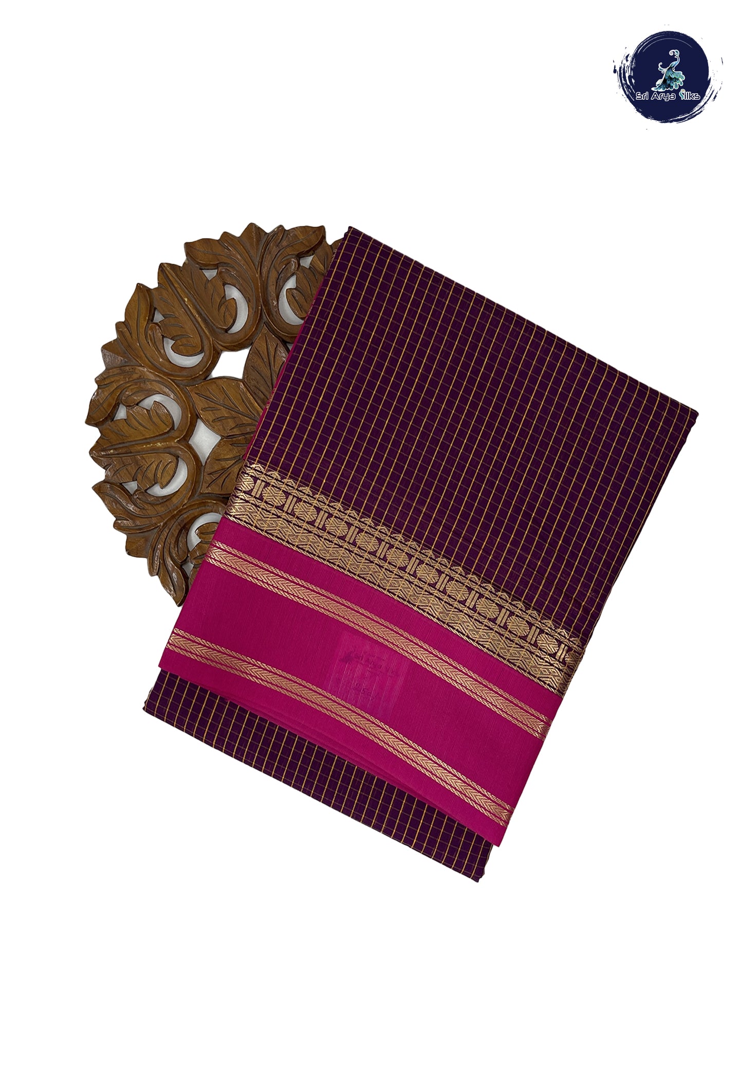 Jamun Madisar Semi Silk Cotton Saree With Checked Pattern