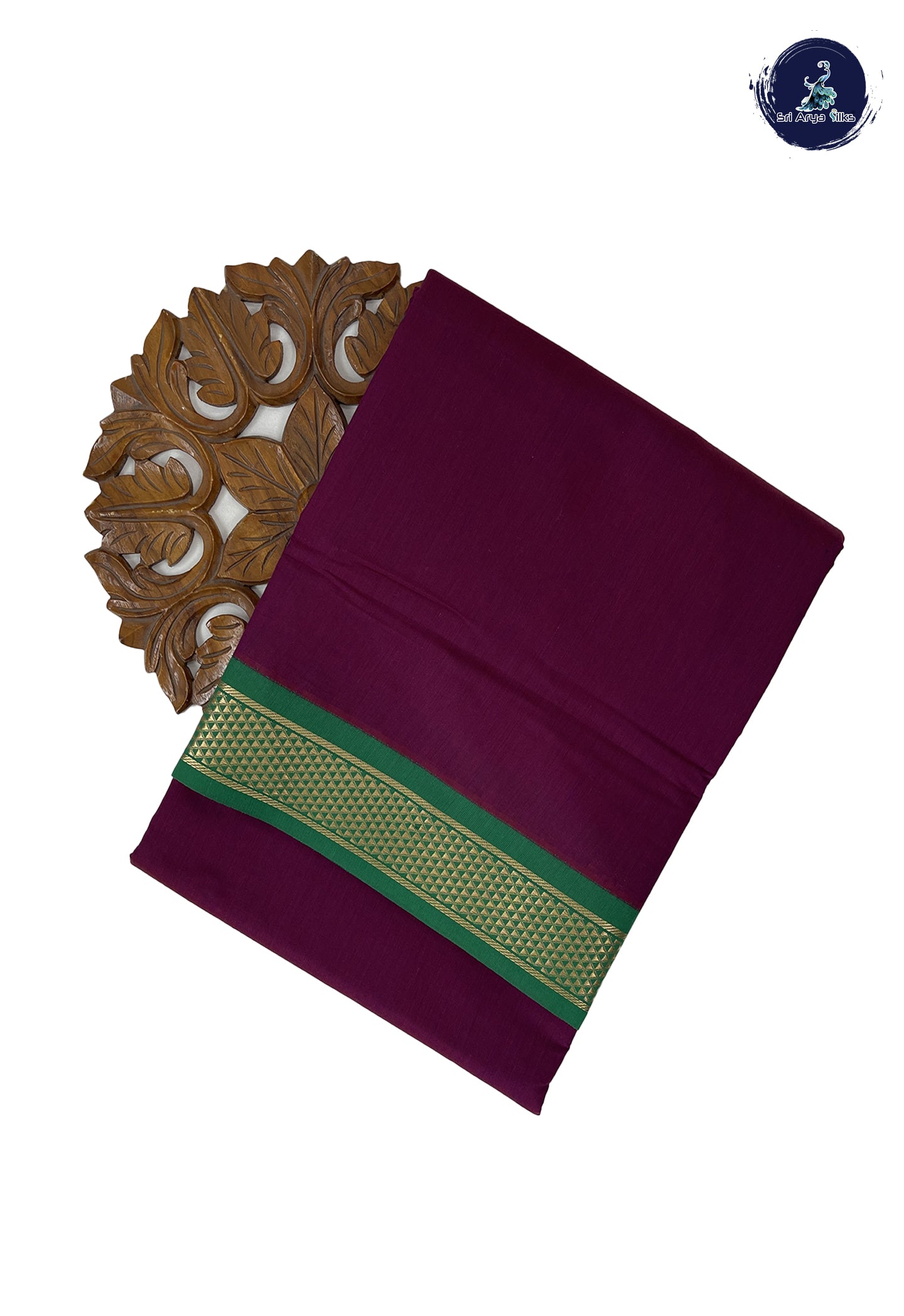 Dual Tone Maroon Madisar Semi Silk Cotton Saree With Plain Pattern