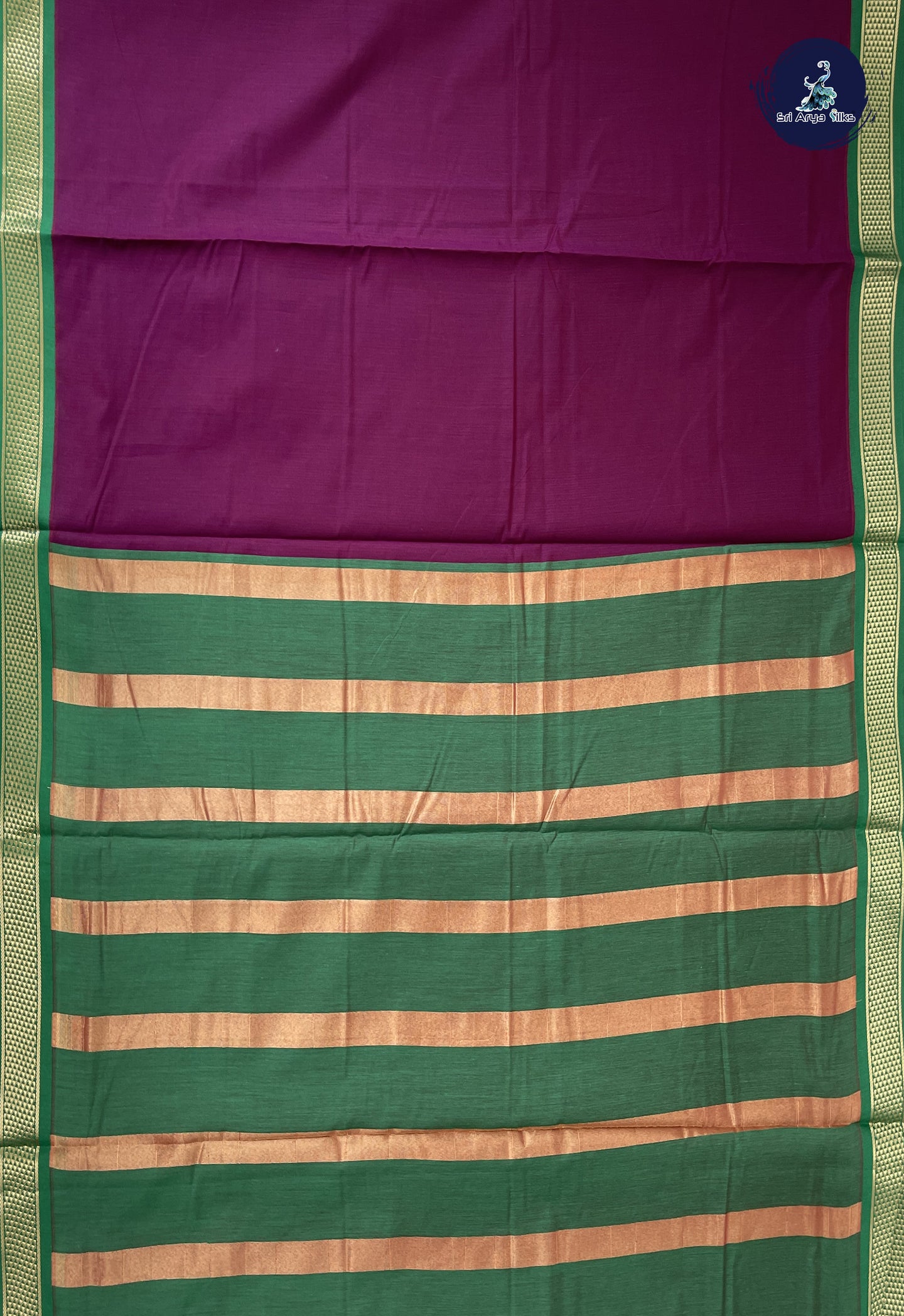 Dual Tone Maroon Madisar Semi Silk Cotton Saree With Plain Pattern