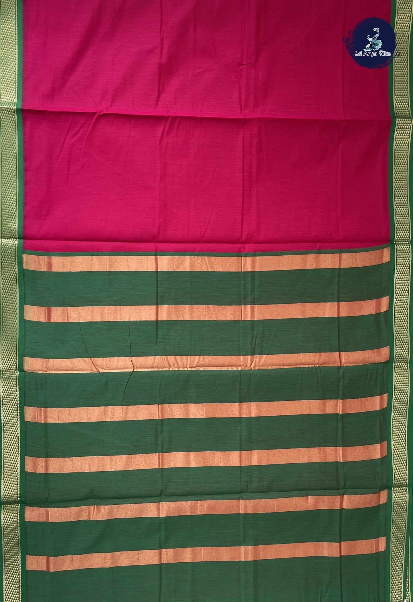 Pink Madisar Semi Silk Cotton Saree With Plain Pattern