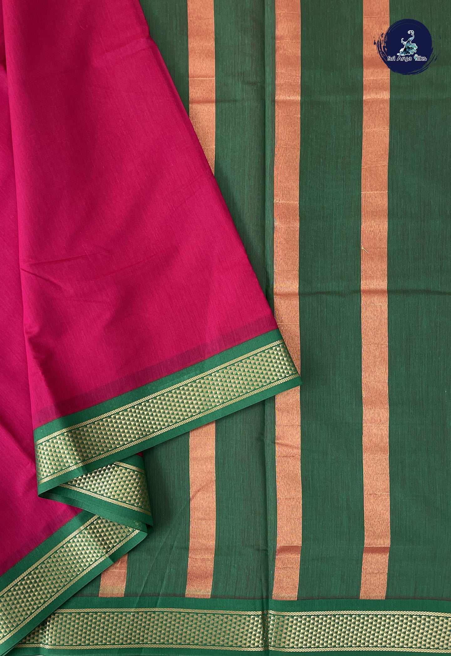 Pink Madisar Semi Silk Cotton Saree With Plain Pattern