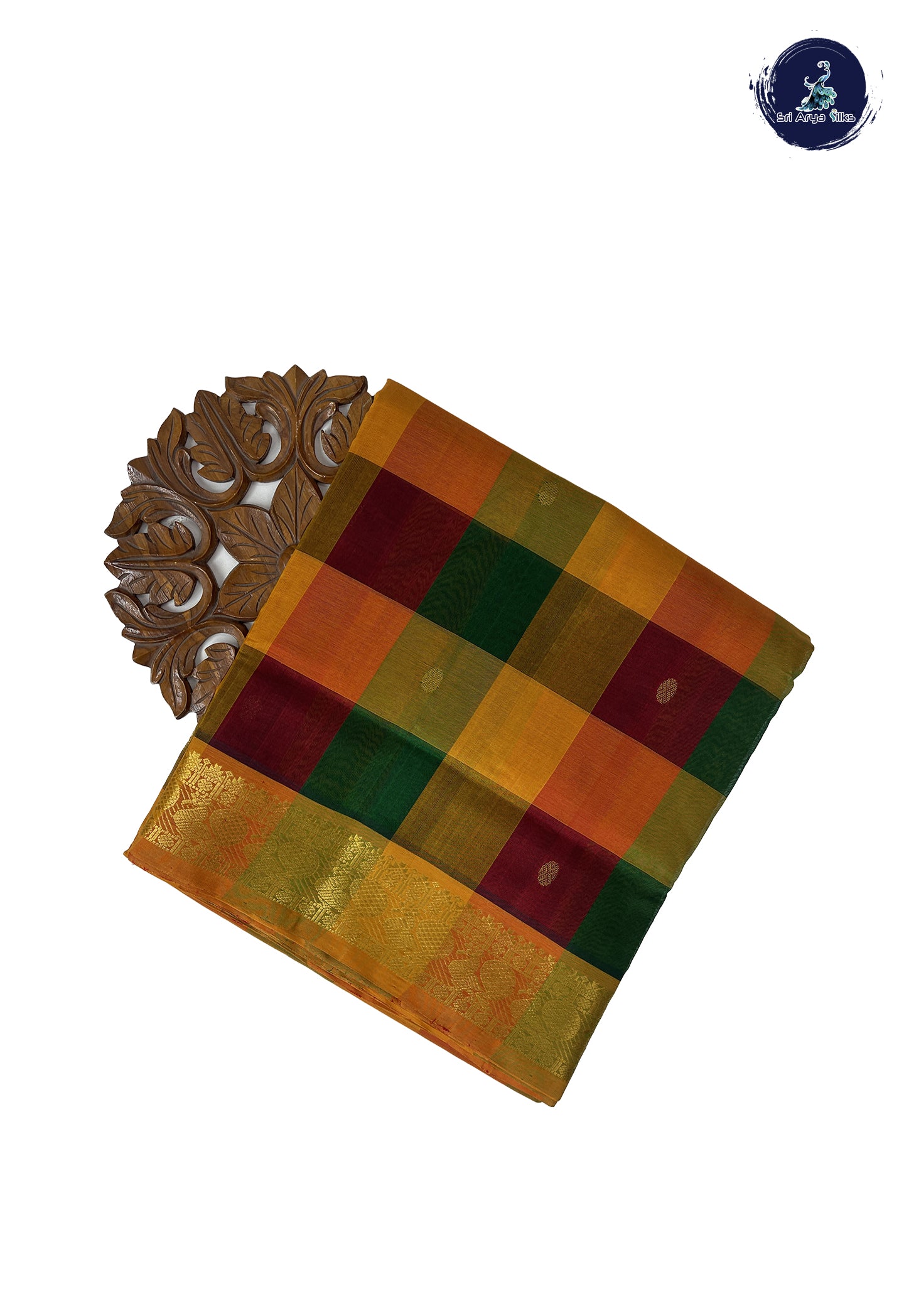 Multi Colour 10 Yards Silk Cotton Saree With Paalum Pazham Kattam Pattern